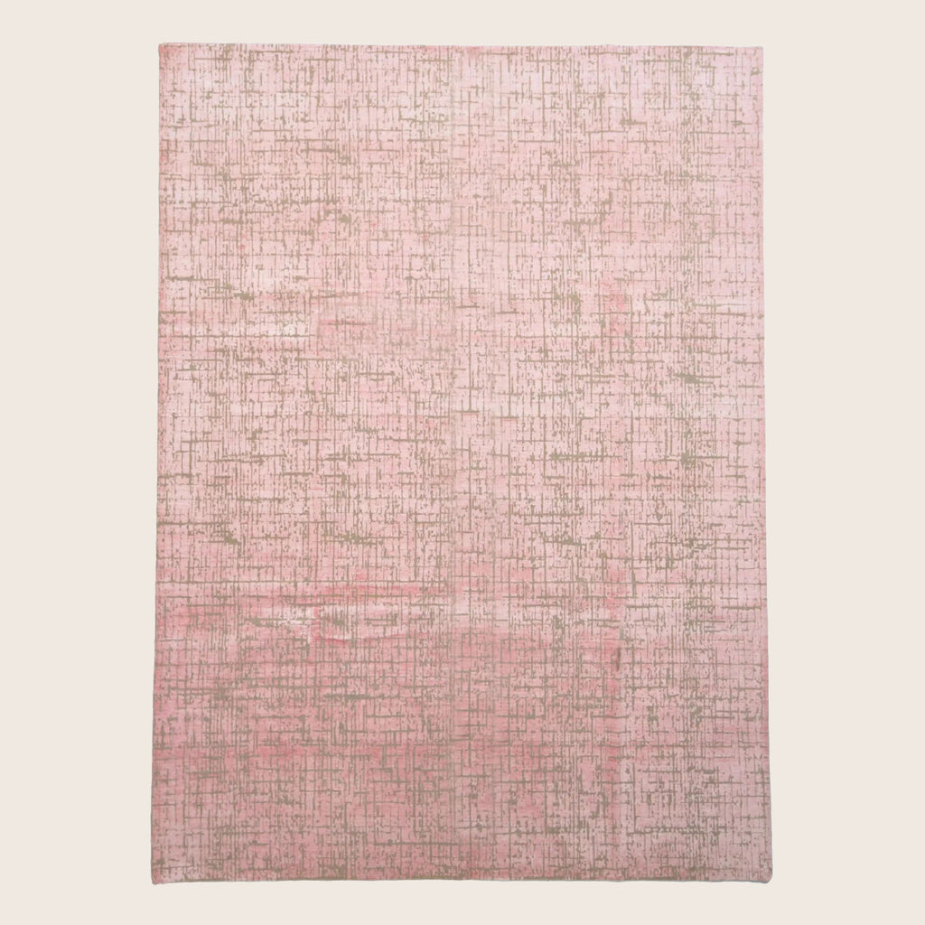 Rosa Texturierter Indo Ikat Wool Teppich - 8'1 x 12'3'