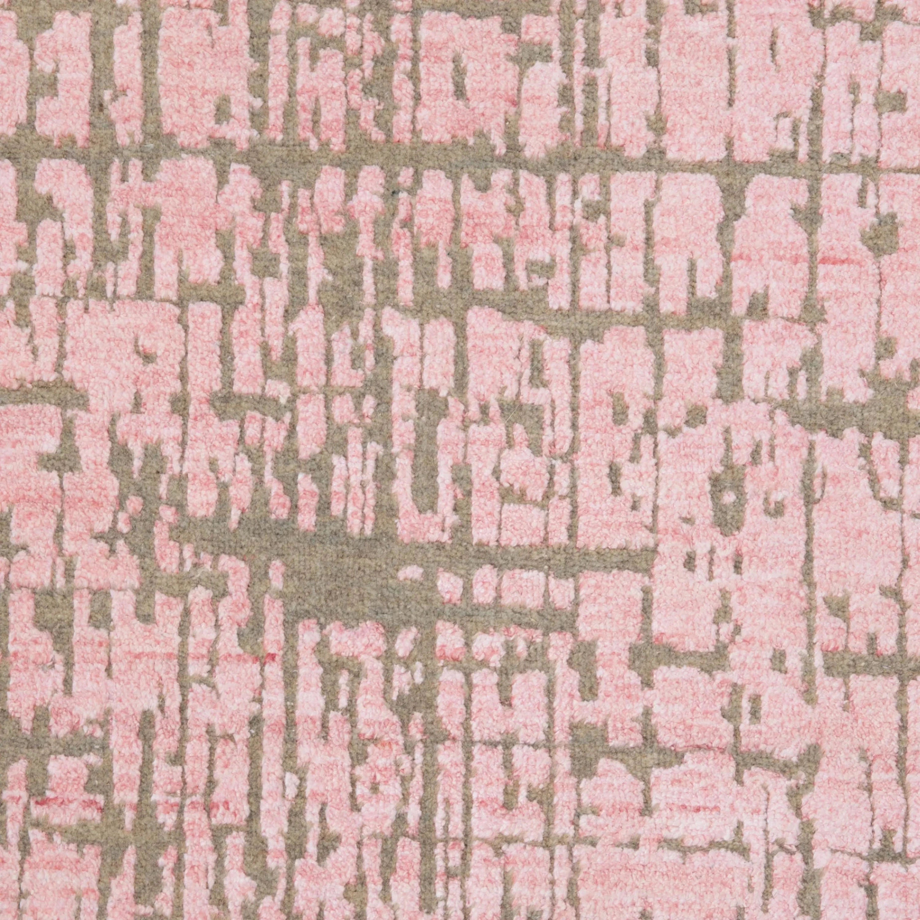 Rosa Texturierter Indo Ikat Wool Teppich - 8'1 x 12'3'