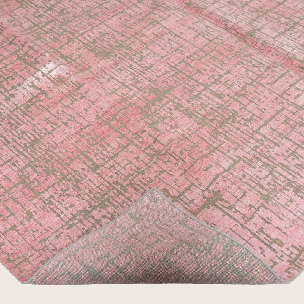 Rosa Texturierter Indo Ikat Wool Teppich - 8'1 x 12'3'