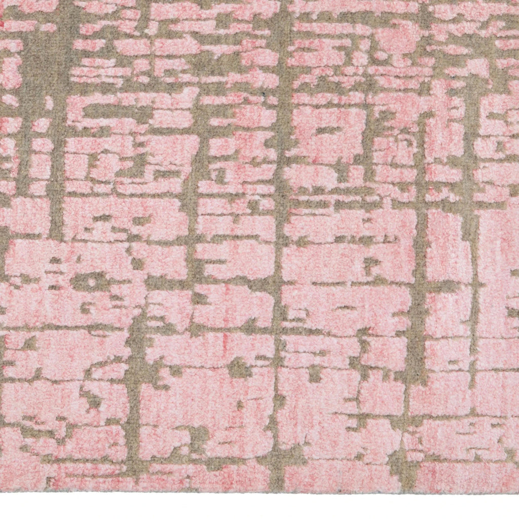 Rosa Texturierter Indo Ikat Wool Teppich - 8'1 x 12'3'