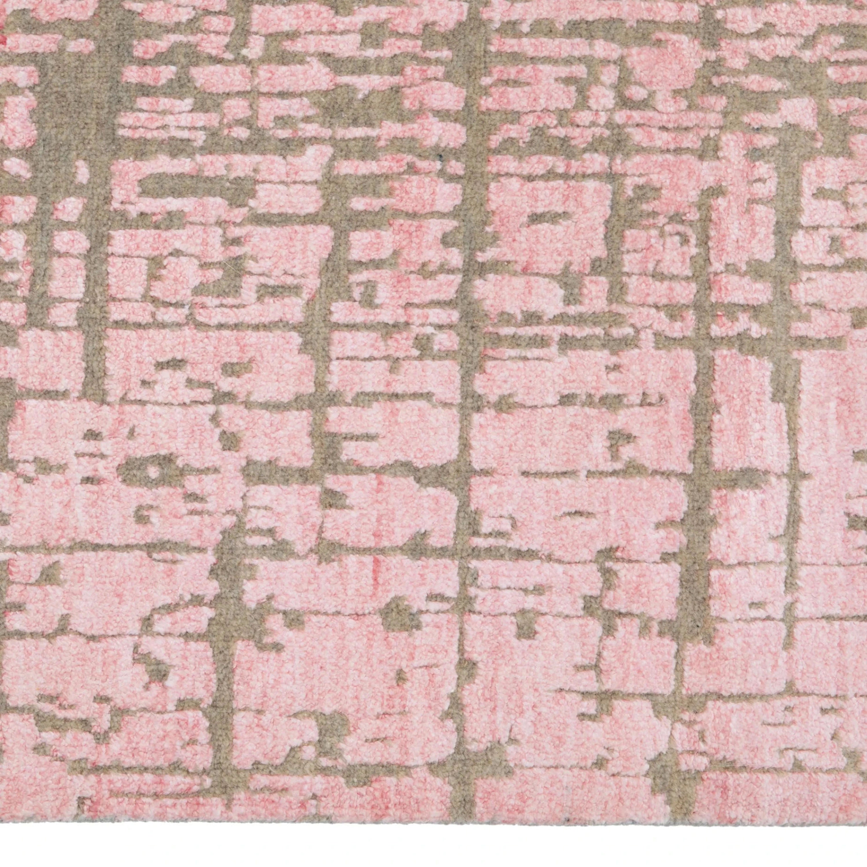 Rosa Texturierter Indo Ikat Wool Teppich - 8'1 x 12'3'