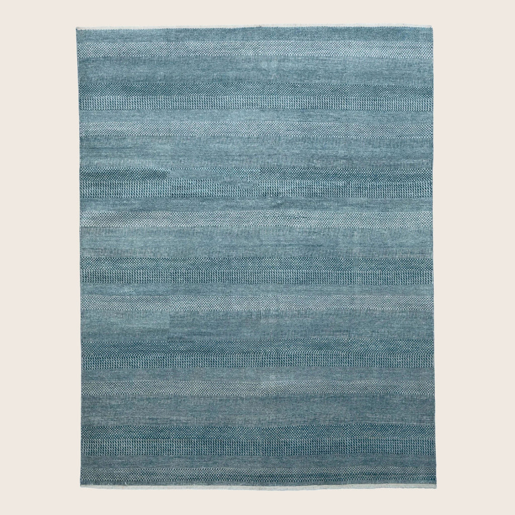 Blaue Übergangs Indo Savannah Wolle Seidenmischung Teppich - 8' x 10'1'