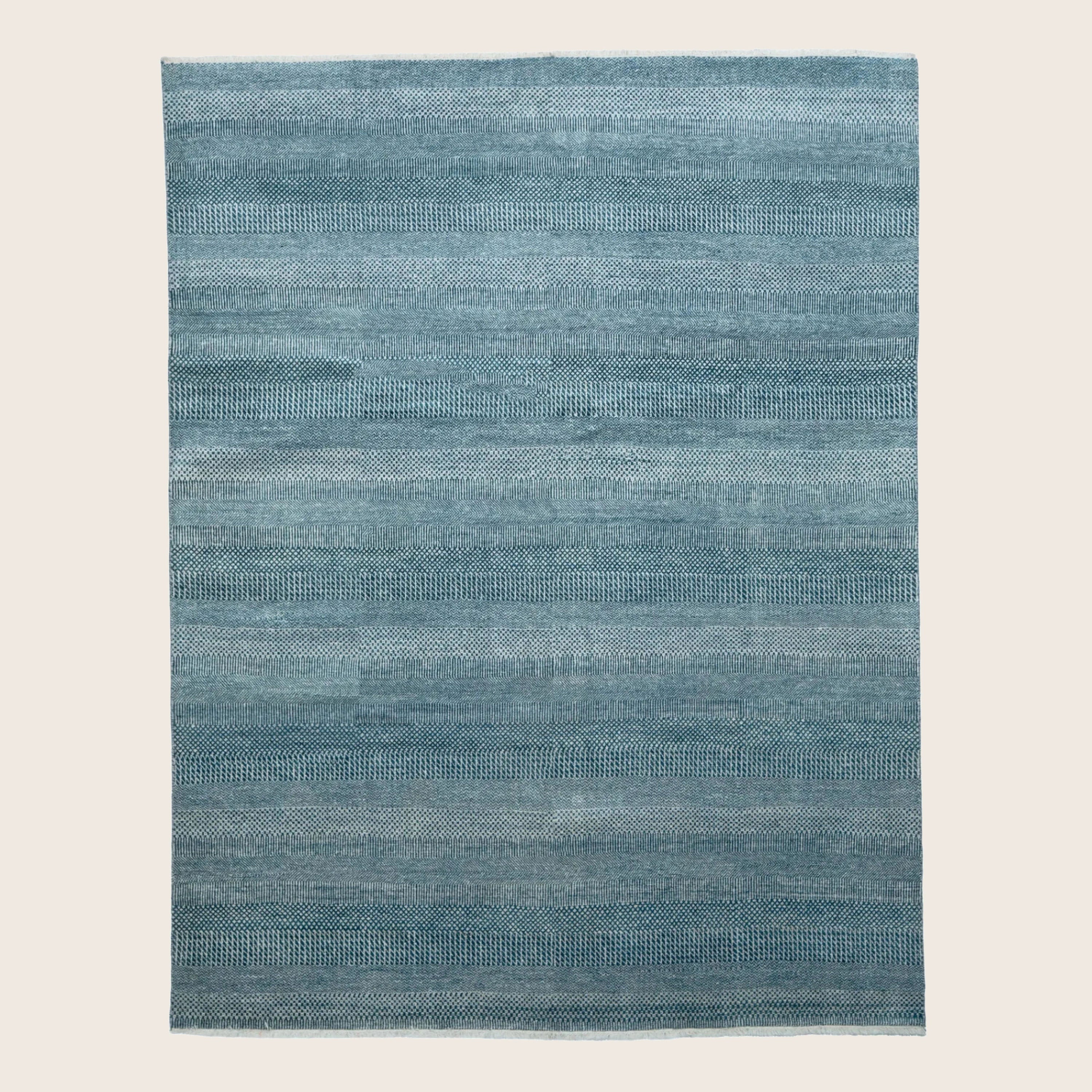 Blaue Übergangs Indo Savannah Wolle Seidenmischung Teppich - 8' x 10'1'