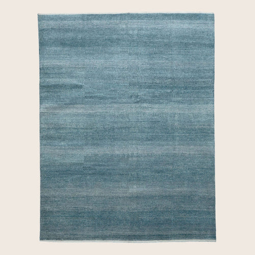 Blaue Übergangs Indo Savannah Wolle Seidenmischung Teppich - 8' x 10'1'