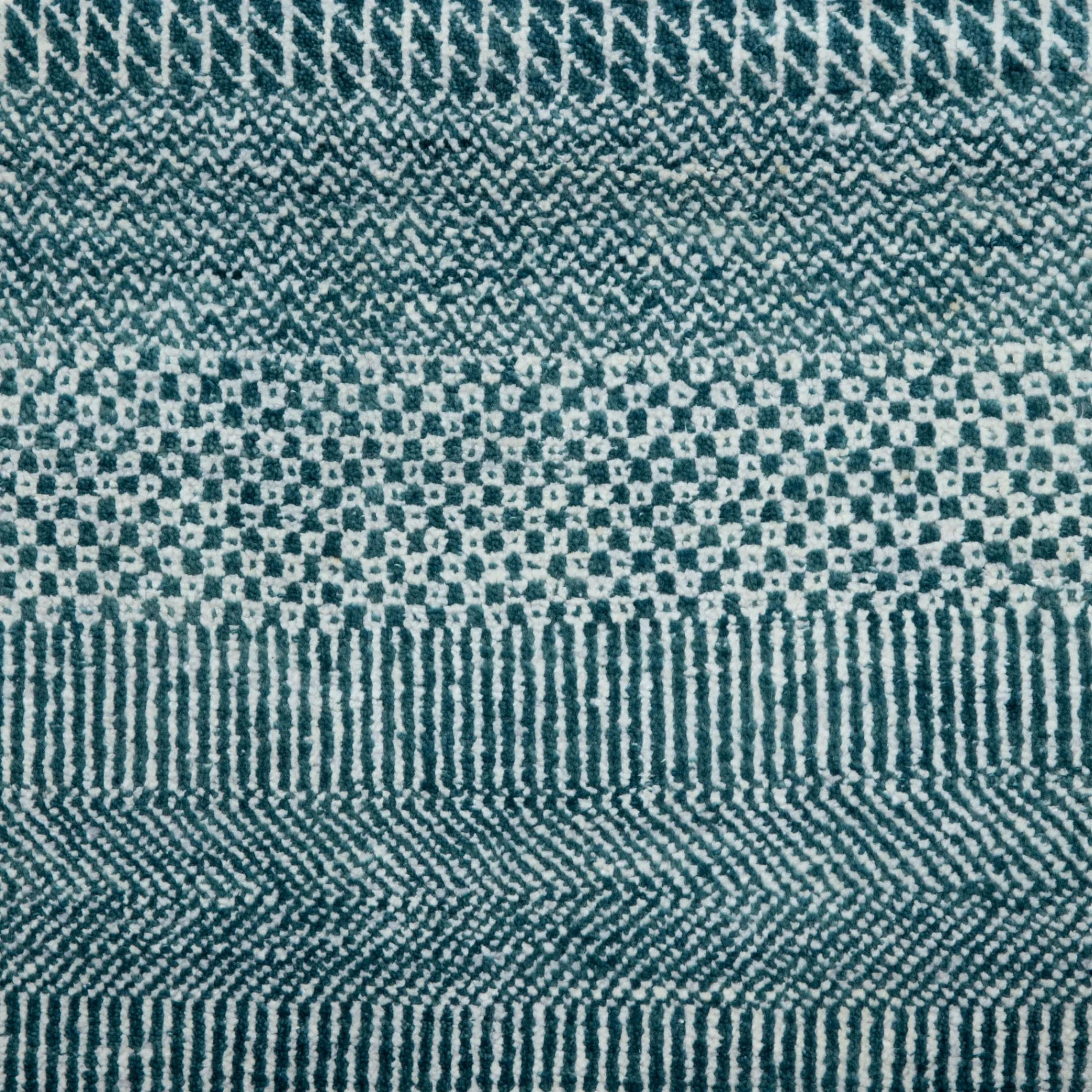 Blaue Übergangs Indo Savannah Wolle Seidenmischung Teppich - 8' x 10'1'