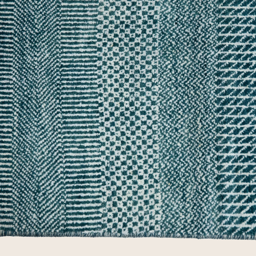 Blaue Übergangs Indo Savannah Wolle Seidenmischung Teppich - 8' x 10'1'