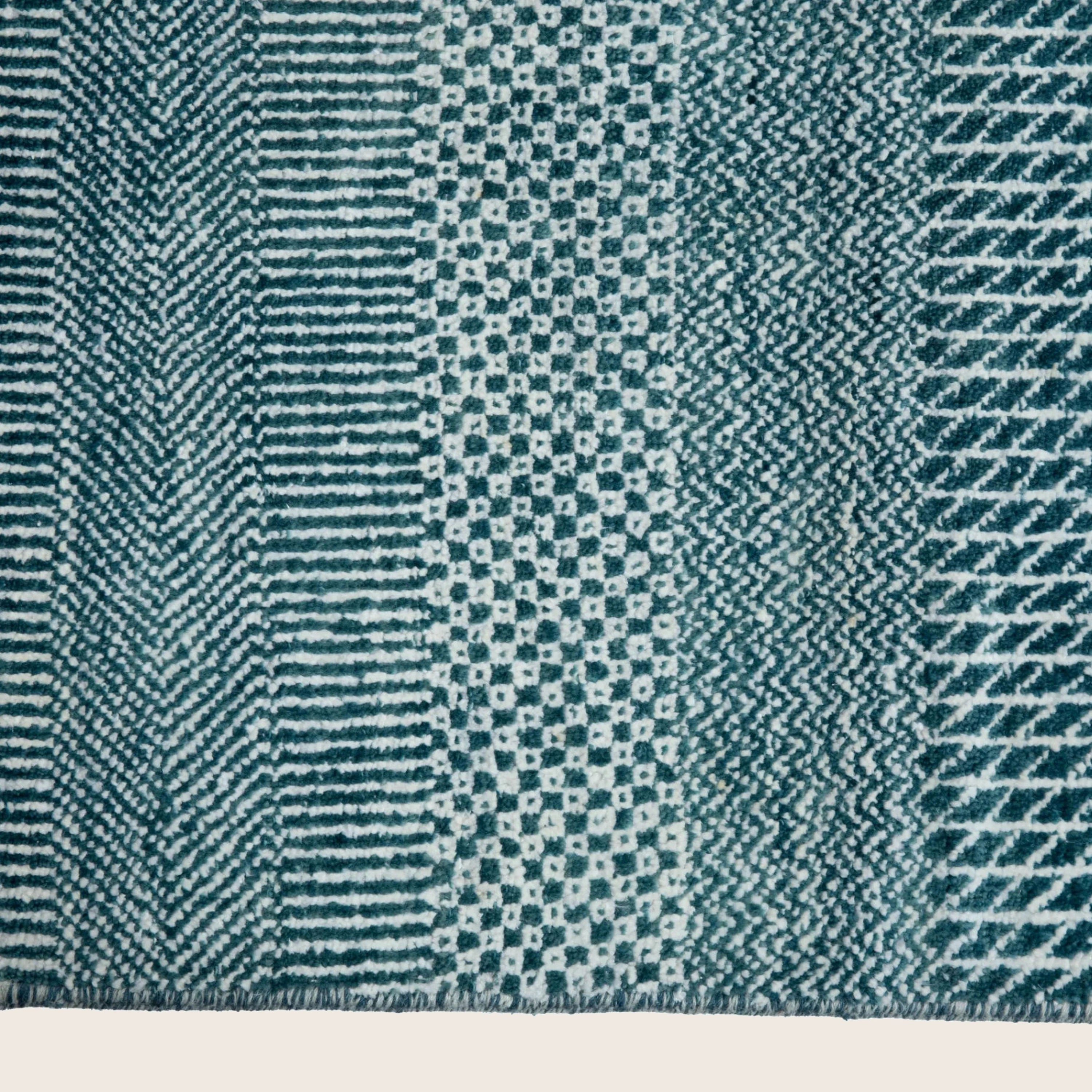 Blaue Übergangs Indo Savannah Wolle Seidenmischung Teppich - 8' x 10'1'