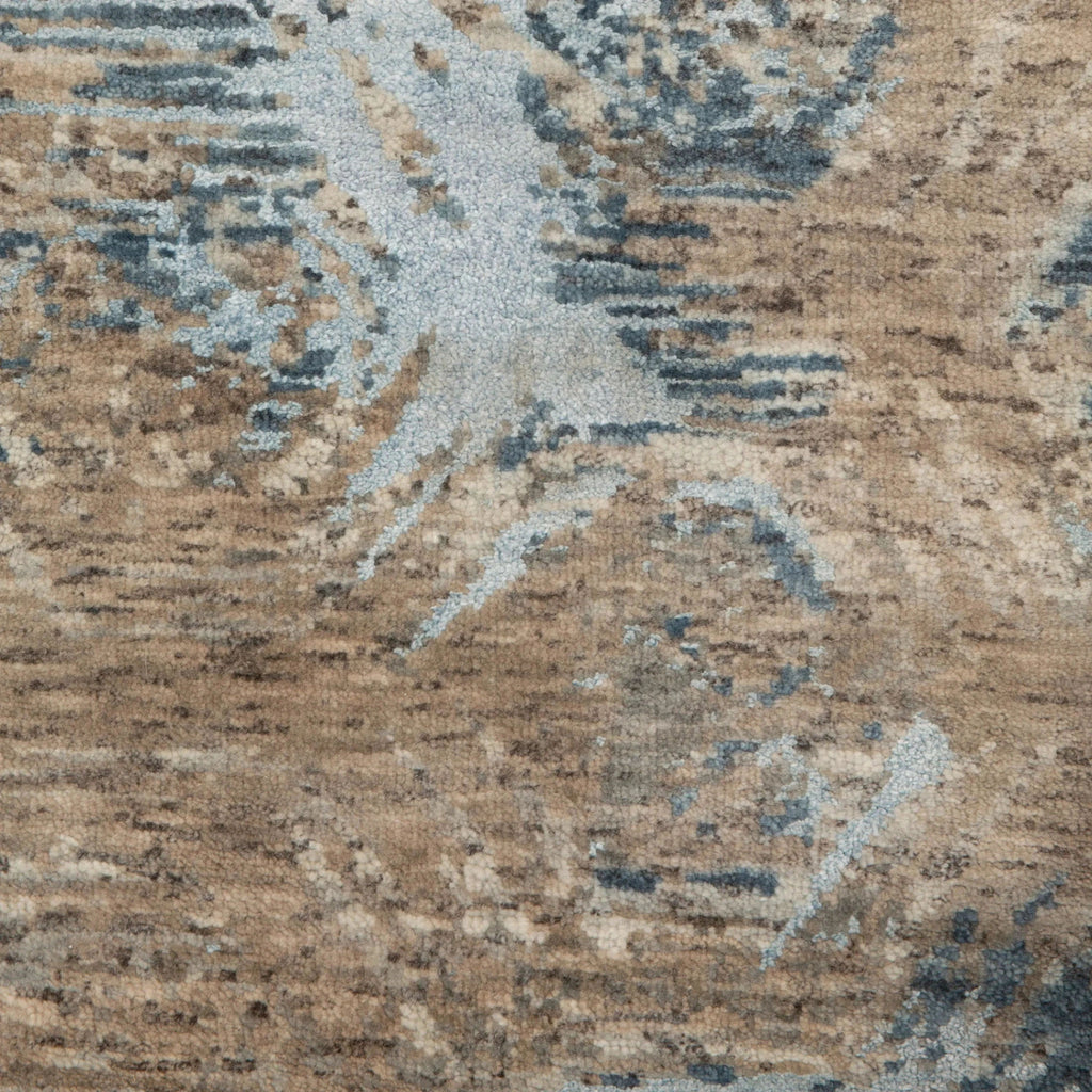 Braun Blau Contemporay Indo Ikat Teppich aus Wolle und Kunstseide - 6'1' x 9'1'