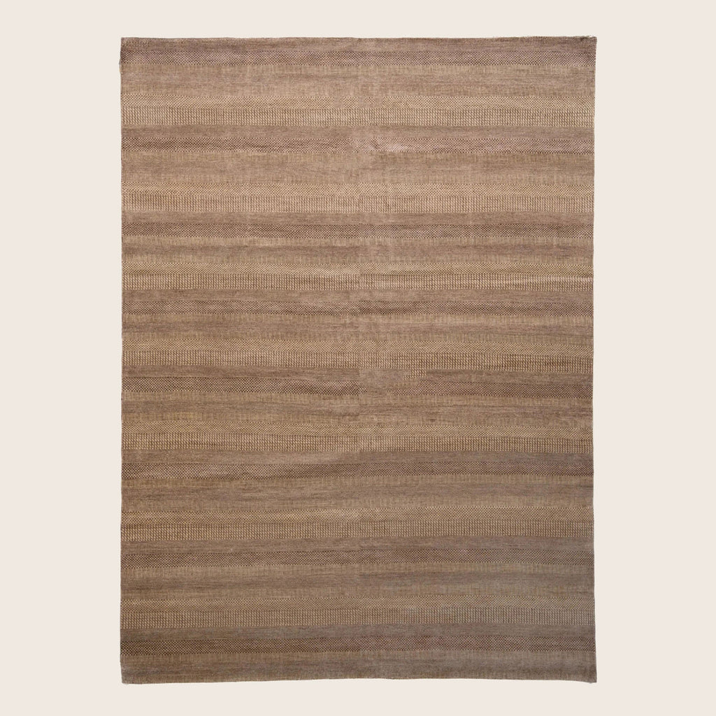 Braun texturierte Indo Savannah Wolle Seidenmischung Teppich - 10'1' x 13'1