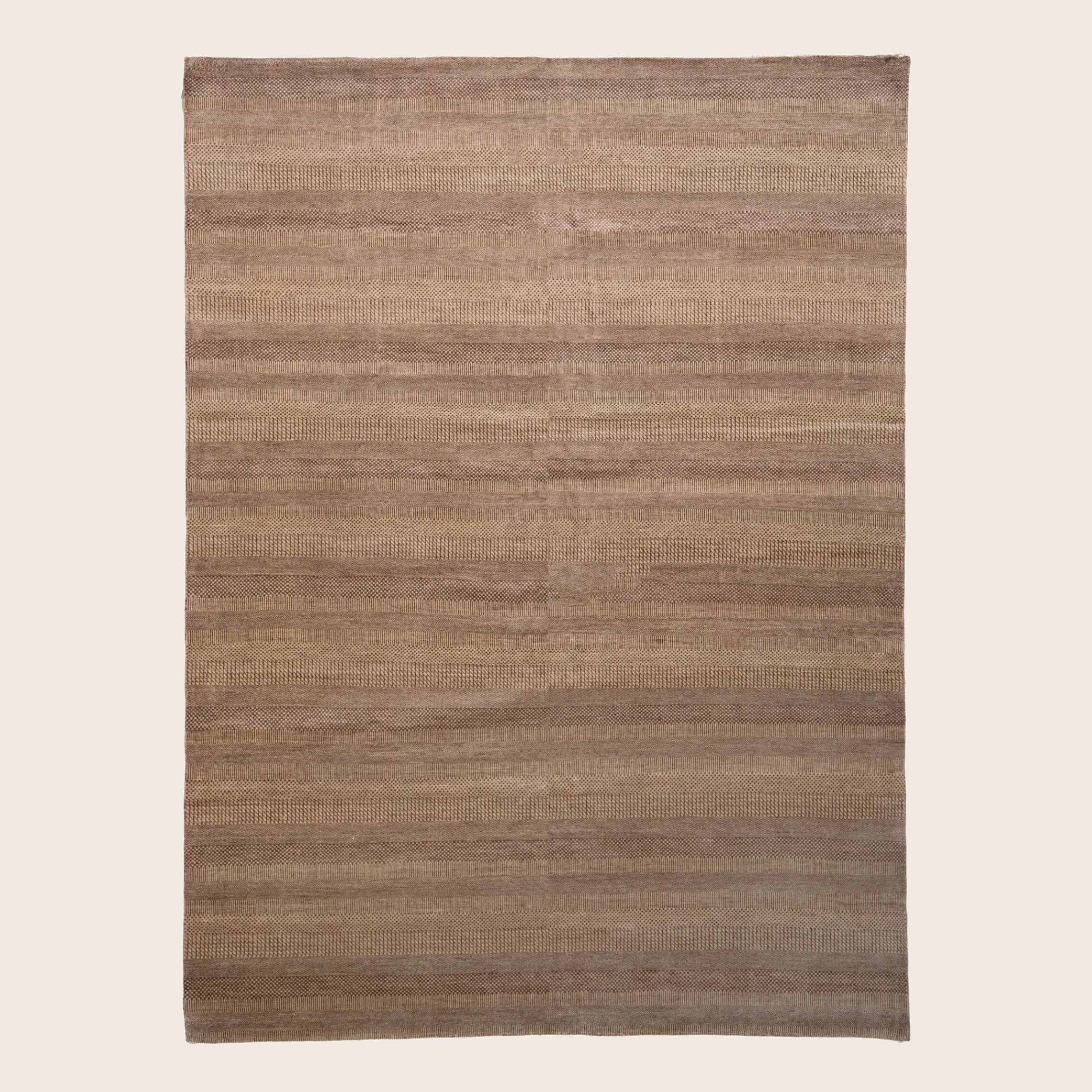 Braun texturierte Indo Savannah Wolle Seidenmischung Teppich - 10'1' x 13'1