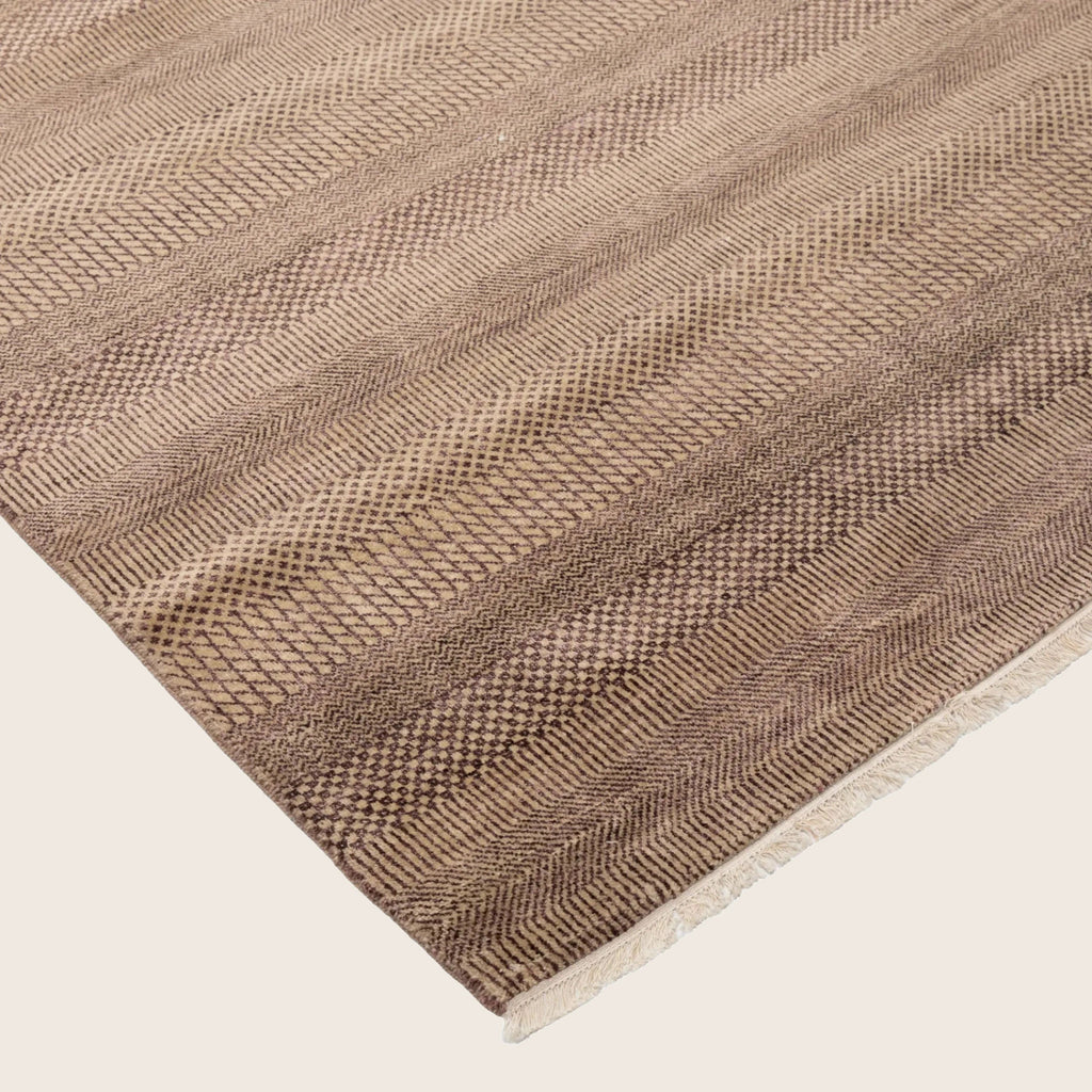 Braun texturierte Indo Savannah Wolle Seidenmischung Teppich - 10'1' x 13'1