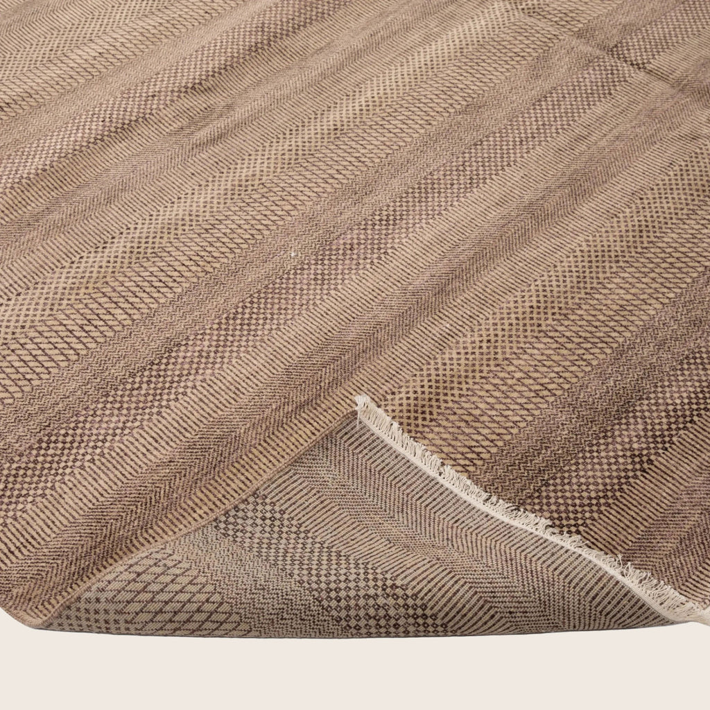 Braun texturierte Indo Savannah Wolle Seidenmischung Teppich - 10'1' x 13'1