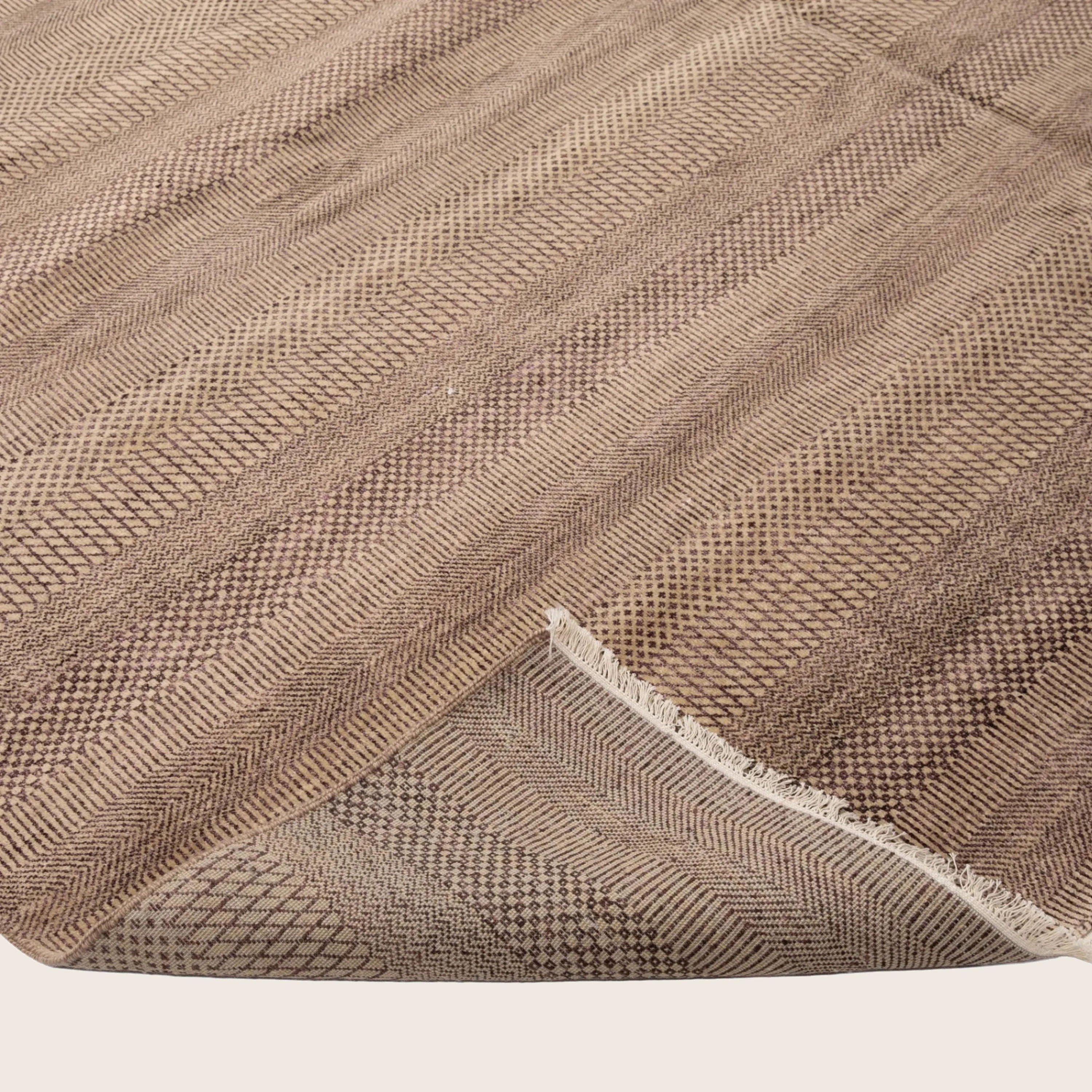 Braun texturierte Indo Savannah Wolle Seidenmischung Teppich - 10'1' x 13'1