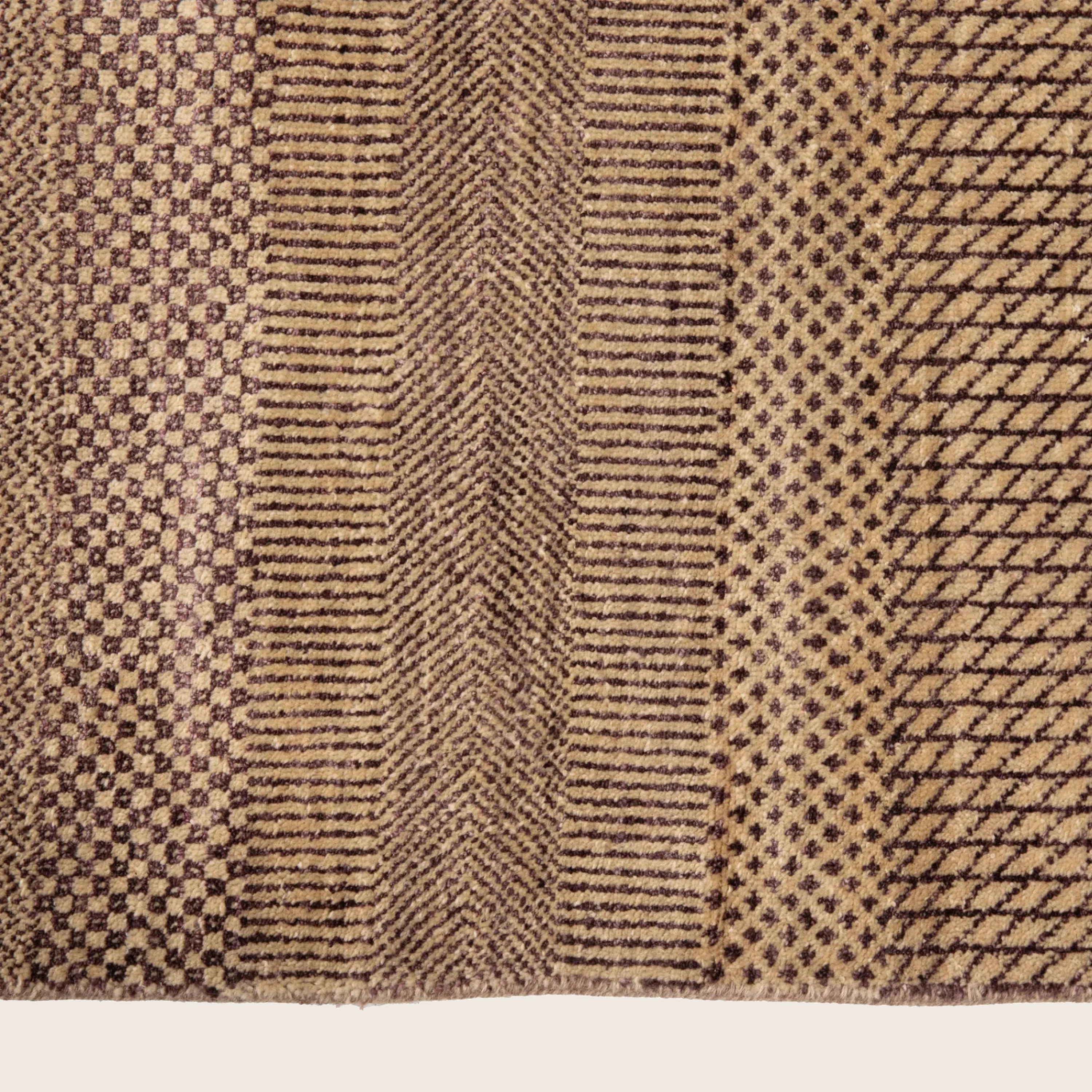 Braun texturierte Indo Savannah Wolle Seidenmischung Teppich - 10'1' x 13'1