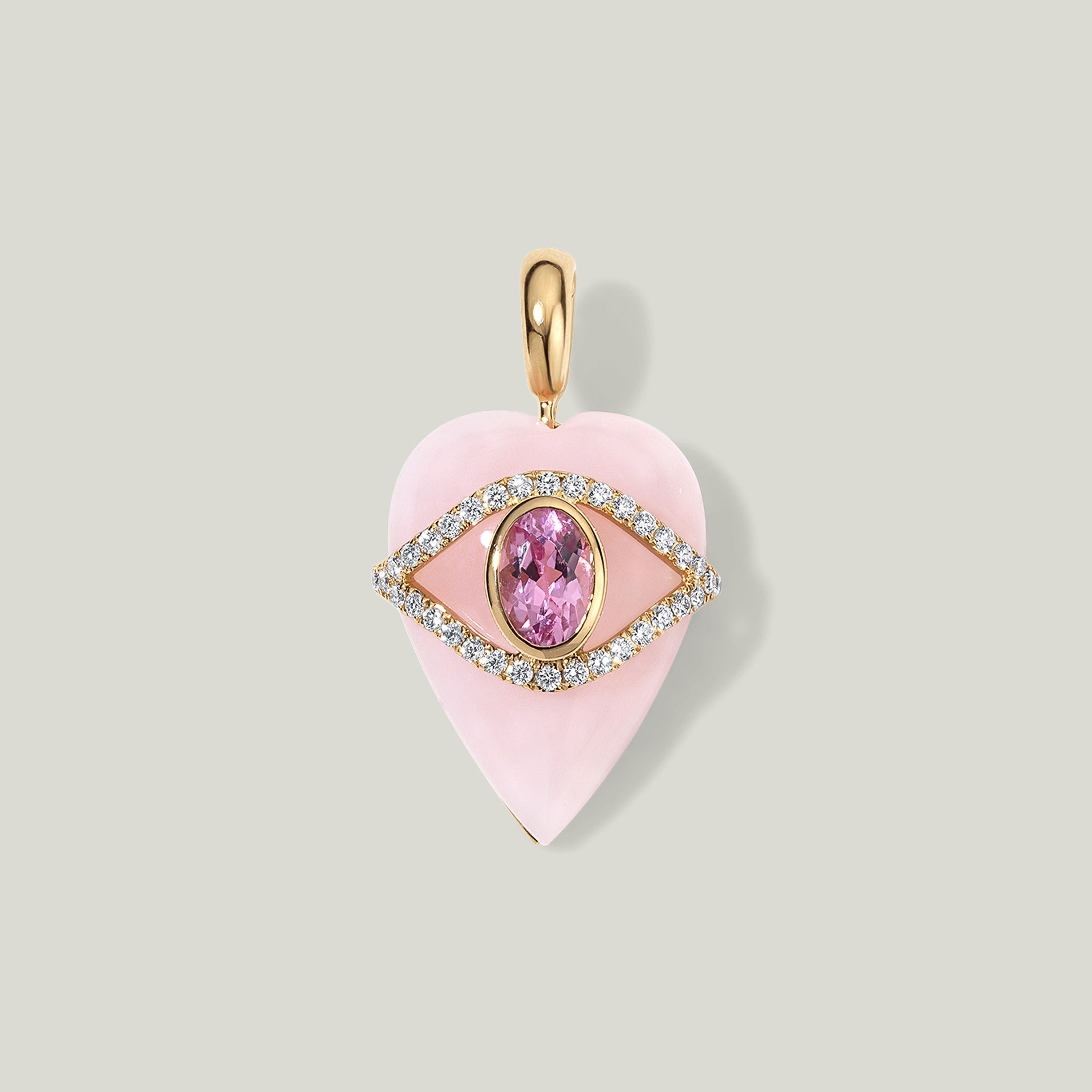 Stoned Heart Pendant mit Rosa Opal und Turmalin