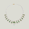 18K Gelbgold Perle, Smaragd, Diamant Swag Halskette