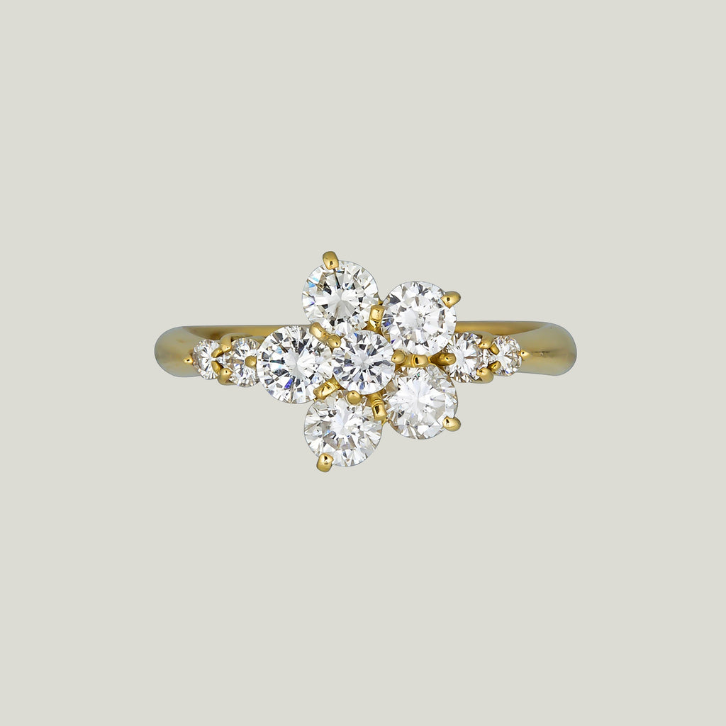 18K Gelbgold 1,04 ct. Diamantblumenring
