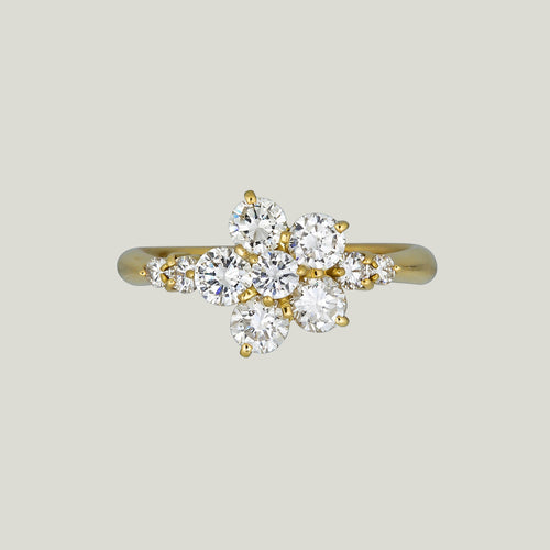 18K Gelbgold 1,04 ct. Diamantblumenring