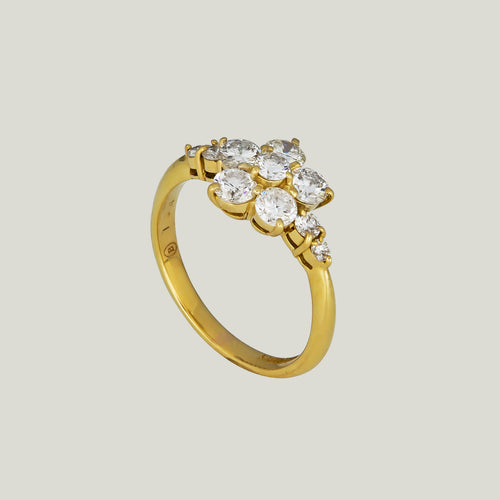 18K Gelbgold 1,04 ct. Diamantblumenring