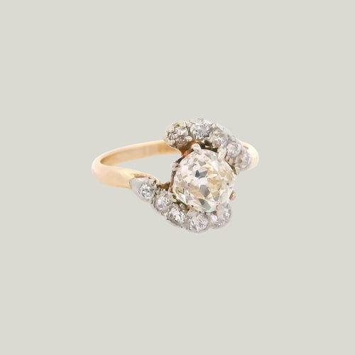 Antike 18K Gelbgold 1,36 ct. Diamant-Verlobungsring