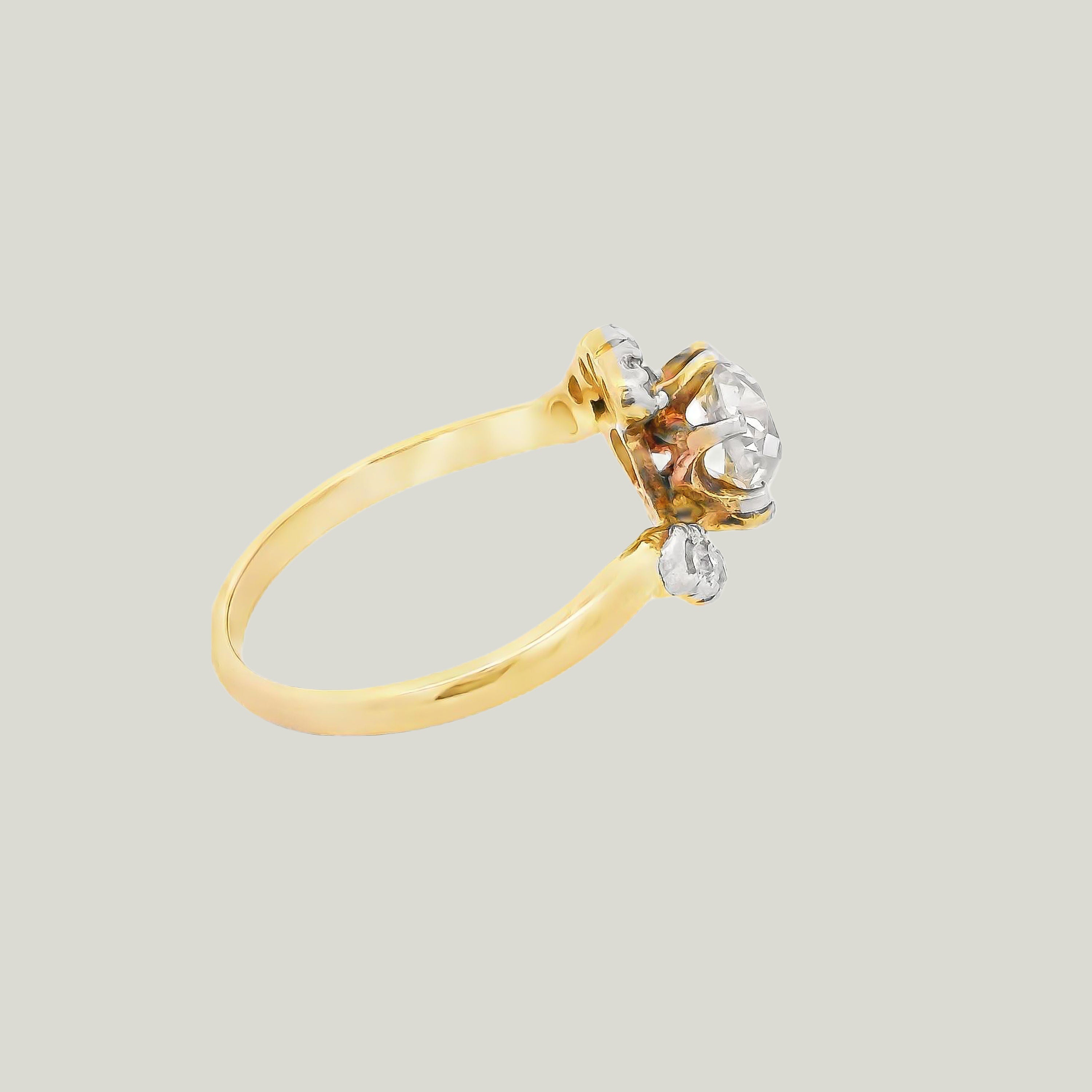 Antike 18K Gelbgold 1,36 ct. Diamant-Verlobungsring