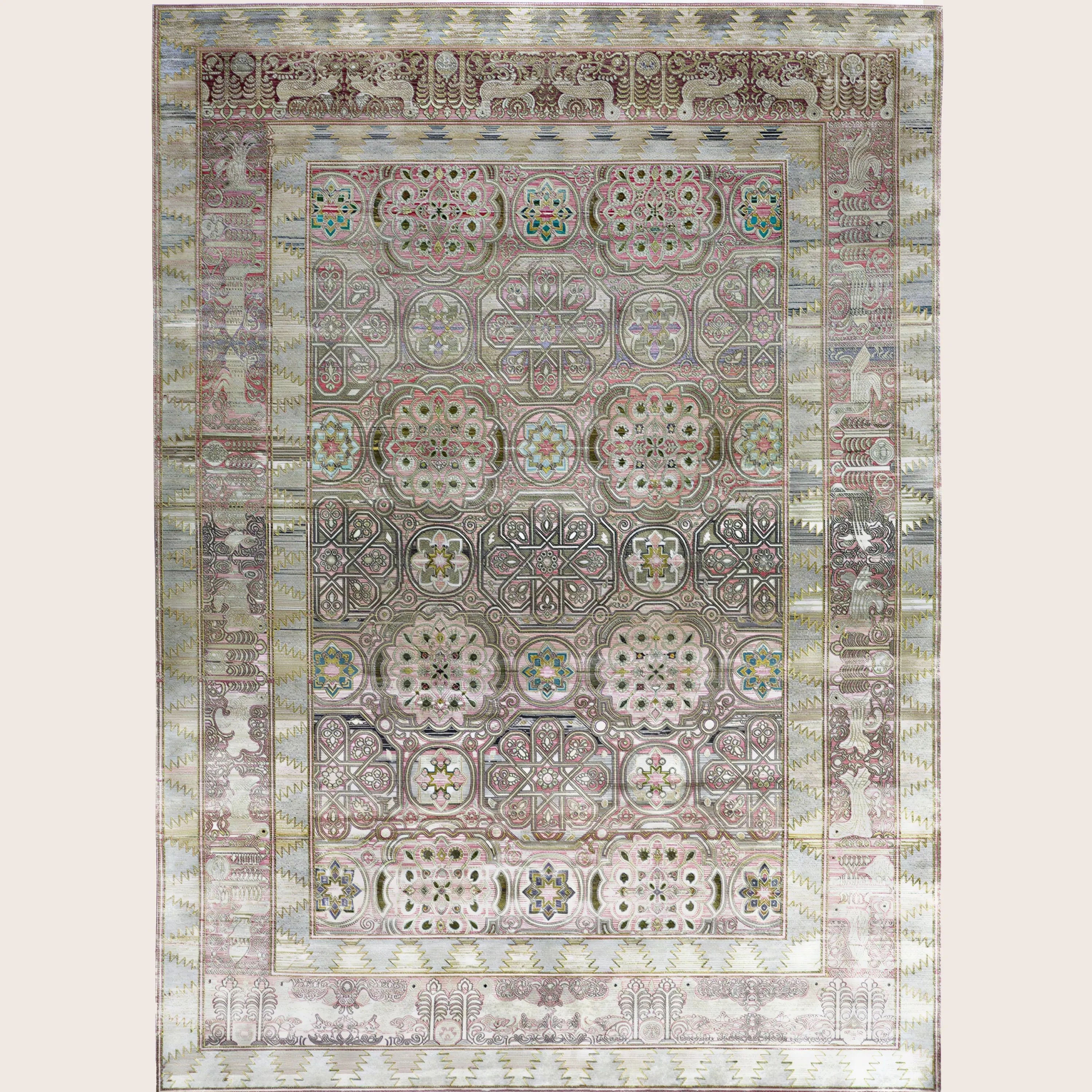 Rosa Alchemy Traditioneller Seidenteppich - 8'9' x 12'3'