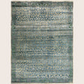 Blaue Alchemie Traditioneller Seidenwollteppich - 7'7' x 10'1''