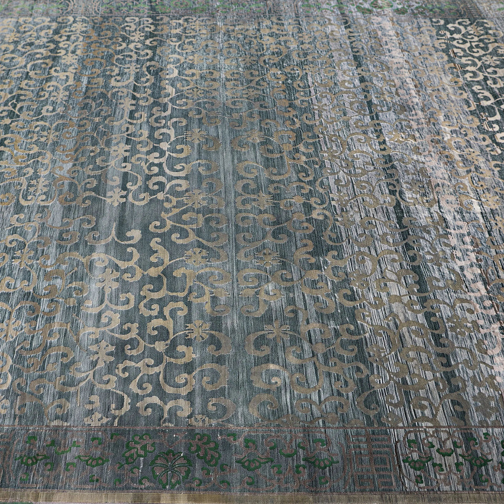 Blaue Alchemie Traditioneller Seidenwollteppich - 7'7' x 10'1''