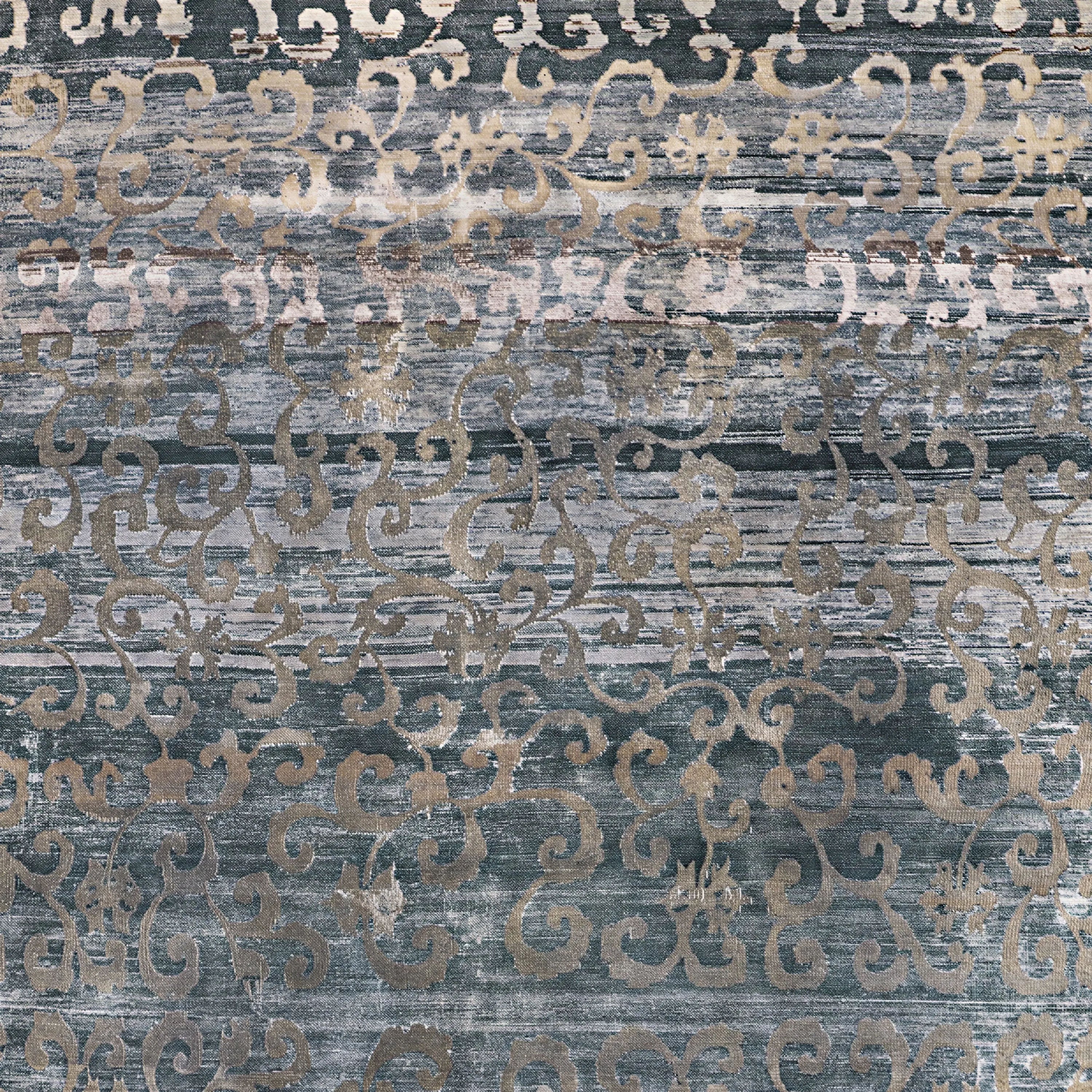 Blaue Alchemie Traditioneller Seidenwollteppich - 7'7' x 10'1''