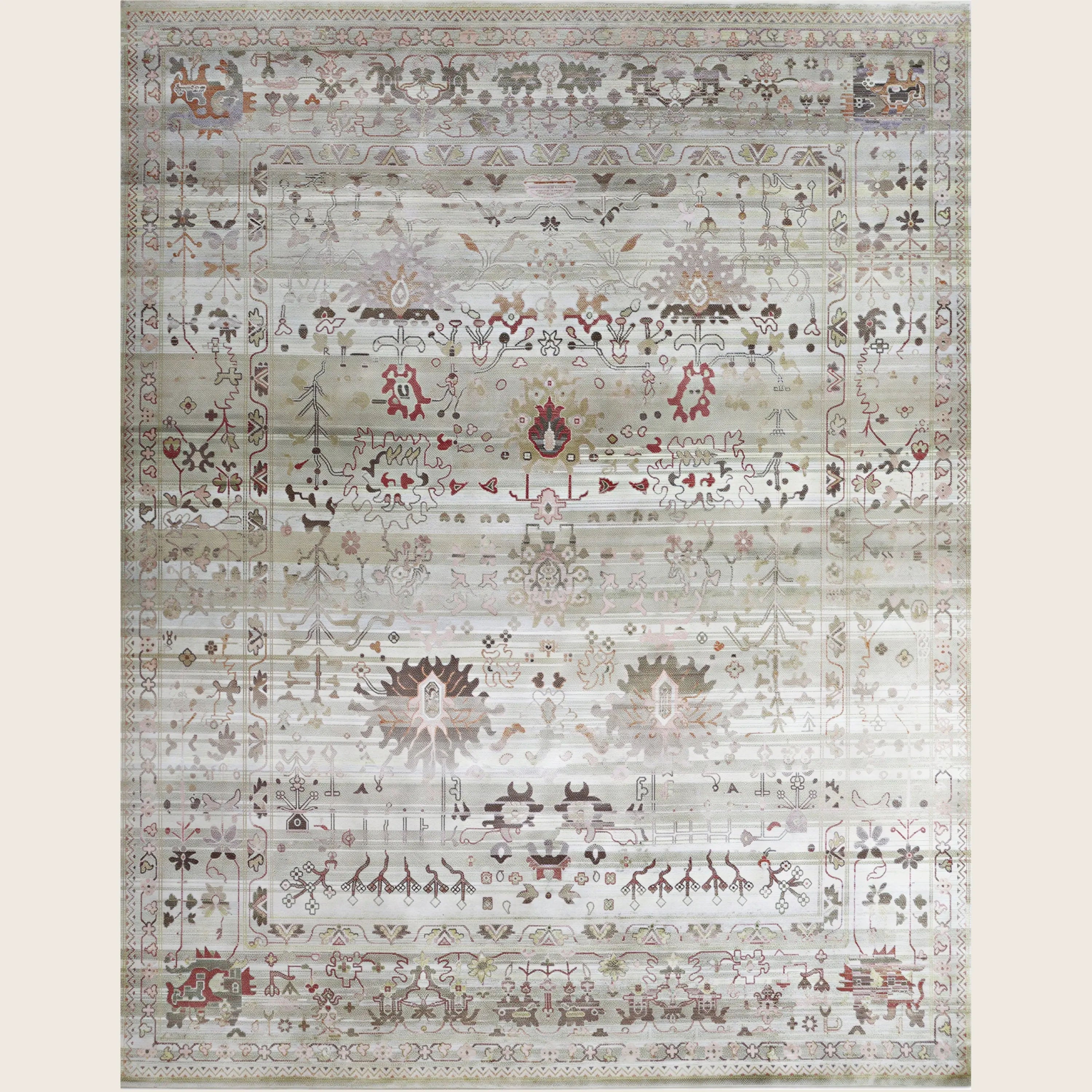 Graue Alchemie Traditioneller Seidenteppich - 11'10' x 15'2'