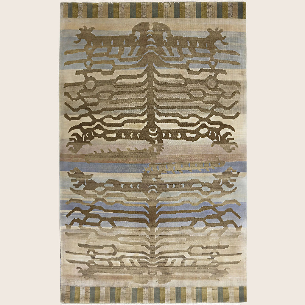 Braunblau Alchemie Übergangs Wolle Seidenmischung Teppich - 4'0' x 6'6'