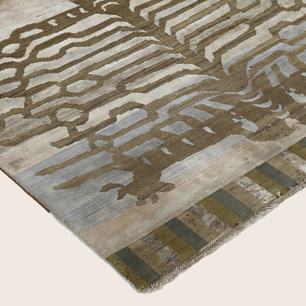 Braunblau Alchemie Übergangs Wolle Seidenmischung Teppich - 4'0' x 6'6'
