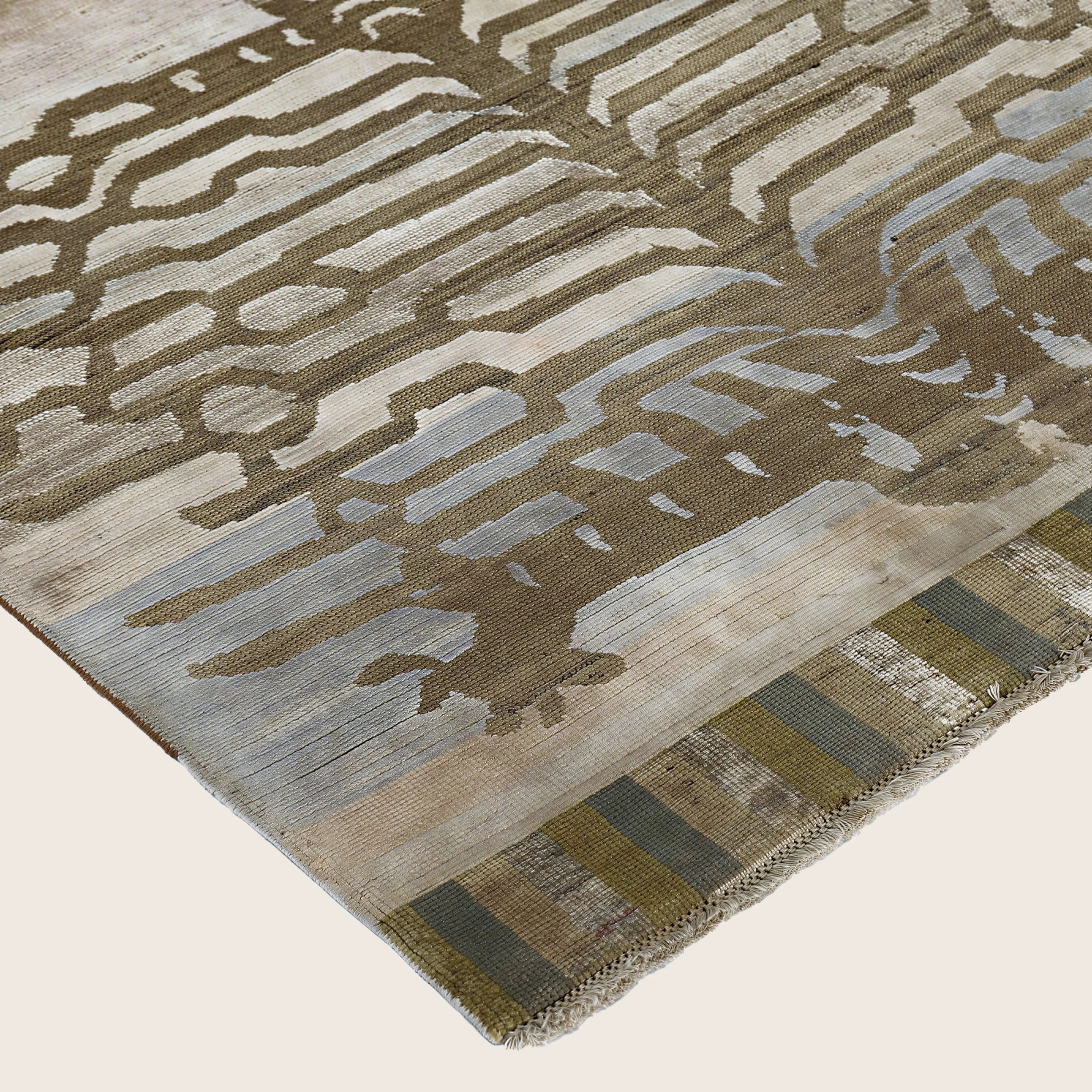 Braunblau Alchemie Übergangs Wolle Seidenmischung Teppich - 4'0' x 6'6'