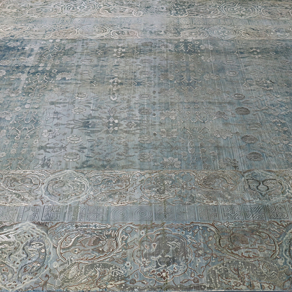 Blaue Alchemie Traditioneller Wollseiden-Mischteppich - 8'9' x 12'0'
