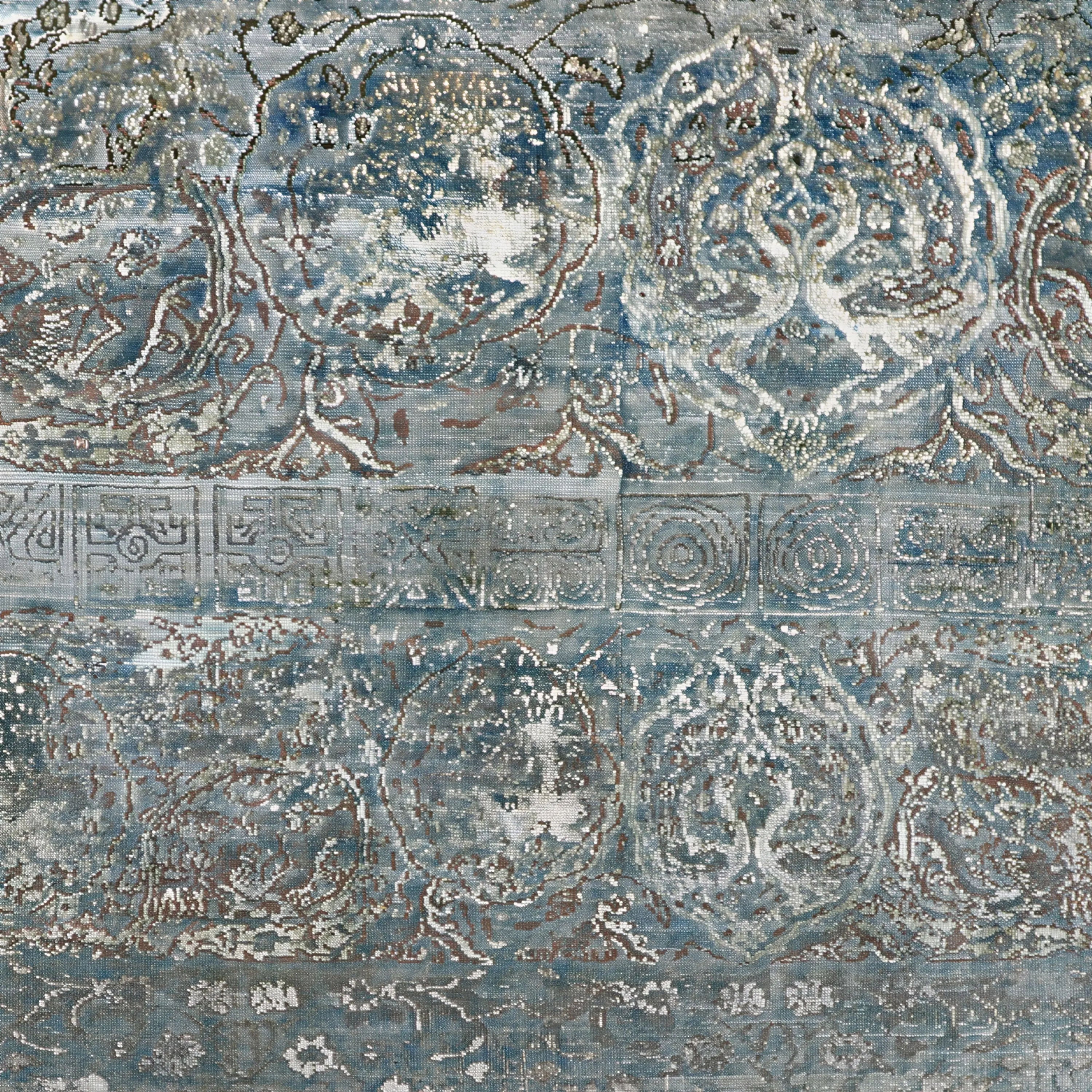 Blaue Alchemie Traditioneller Wollseiden-Mischteppich - 8'9' x 12'0'