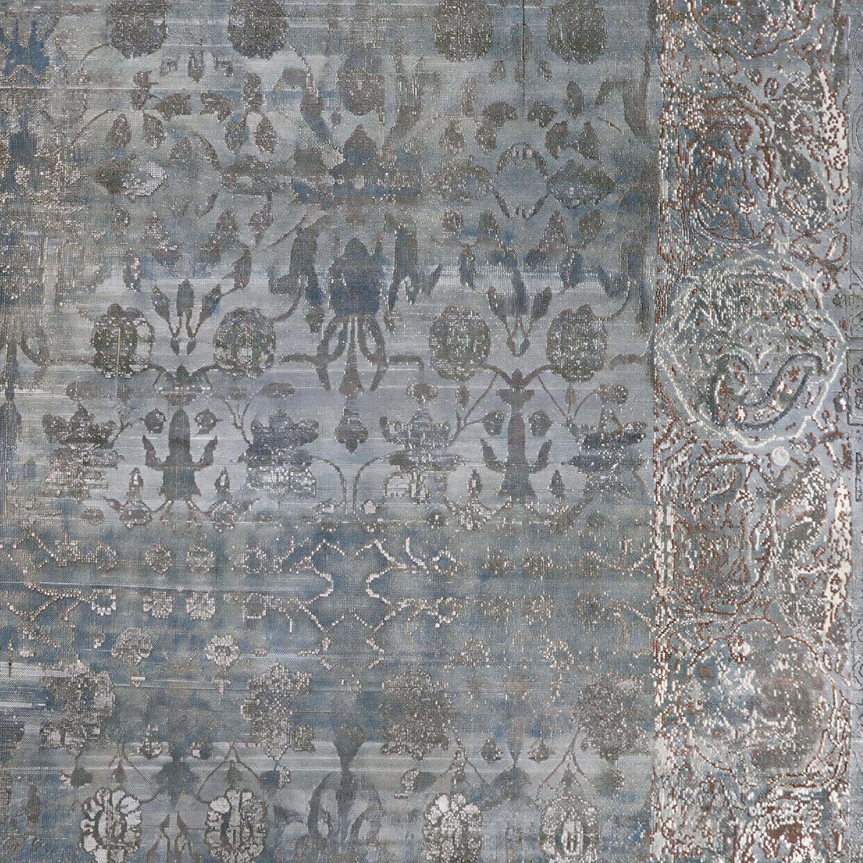 Blaue Alchemie Traditioneller Wollseiden-Mischteppich - 8'9' x 12'0'