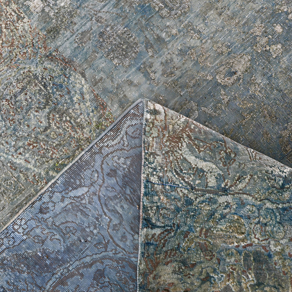 Blaue Alchemie Traditioneller Wollseiden-Mischteppich - 8'9' x 12'0'
