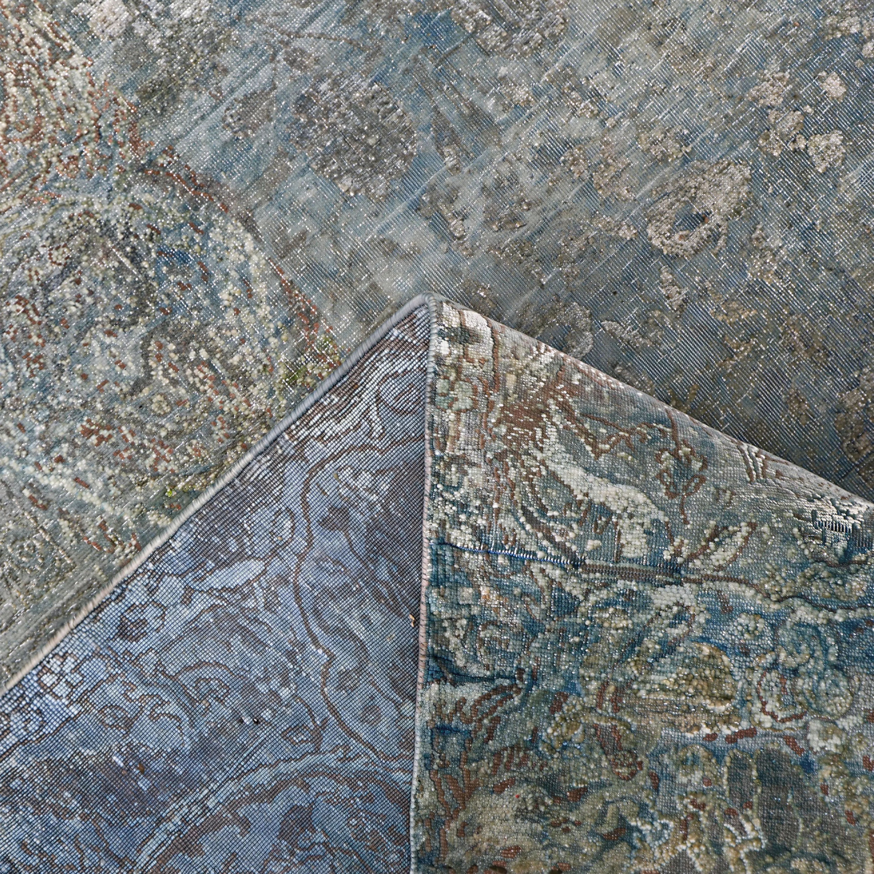 Blaue Alchemie Traditioneller Wollseiden-Mischteppich - 8'9' x 12'0'