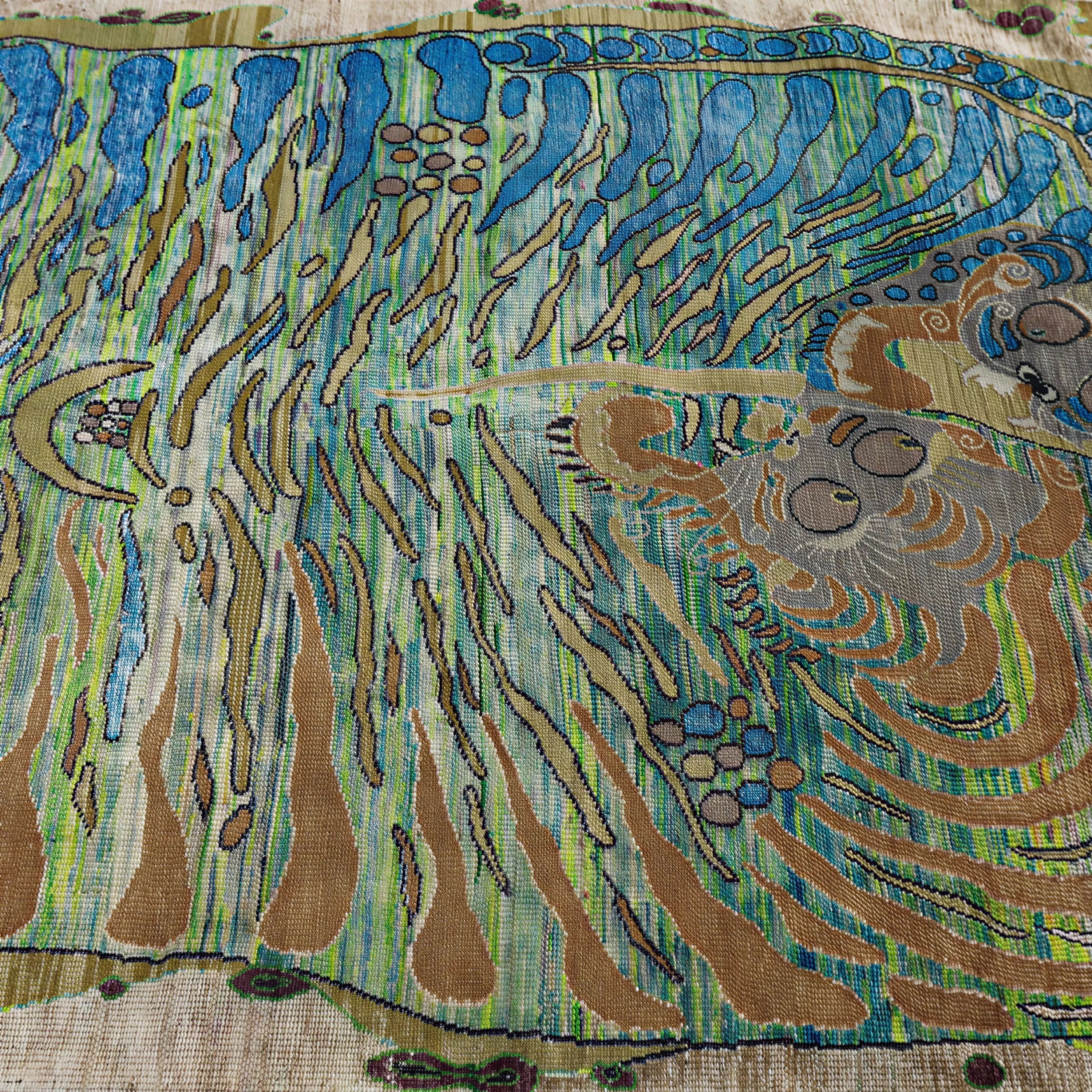 Mehrfarbiger Alchemie Übergangs Wolle Seidenwäsche Mischgewebe-Teppich - 4'1' x 6'3'