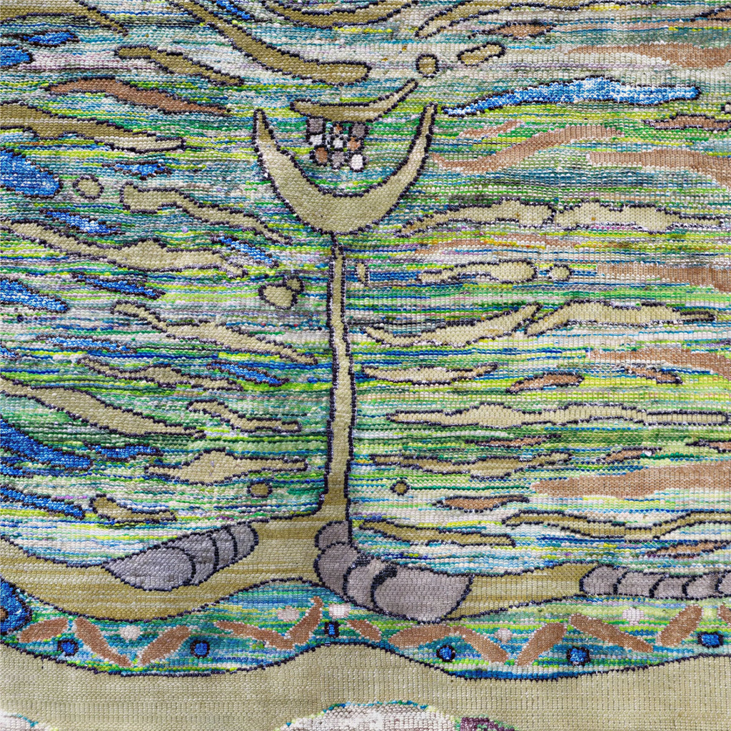 Mehrfarbiger Alchemie Übergangs Wolle Seidenwäsche Mischgewebe-Teppich - 4'1' x 6'3'