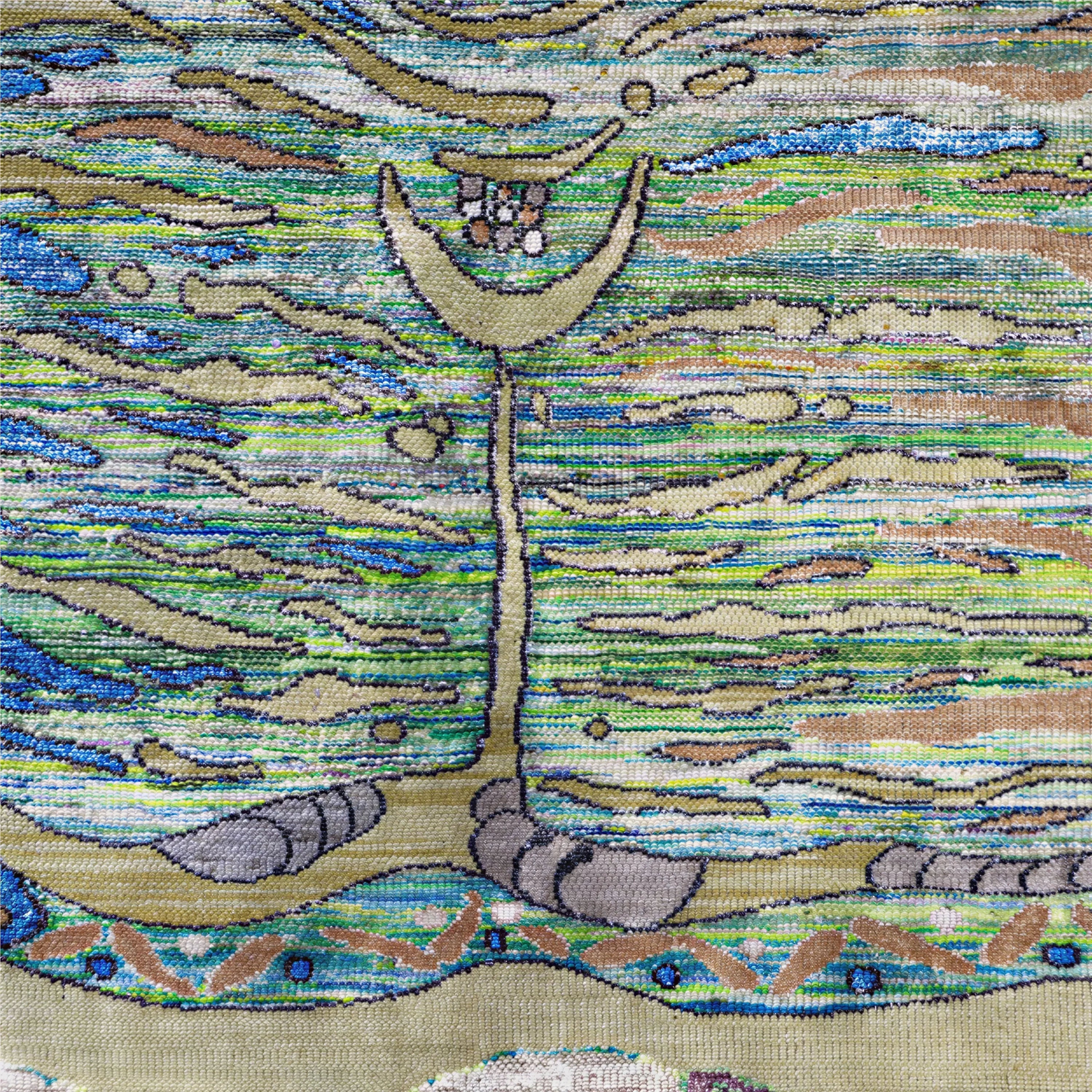 Mehrfarbiger Alchemie Übergangs Wolle Seidenwäsche Mischgewebe-Teppich - 4'1' x 6'3'