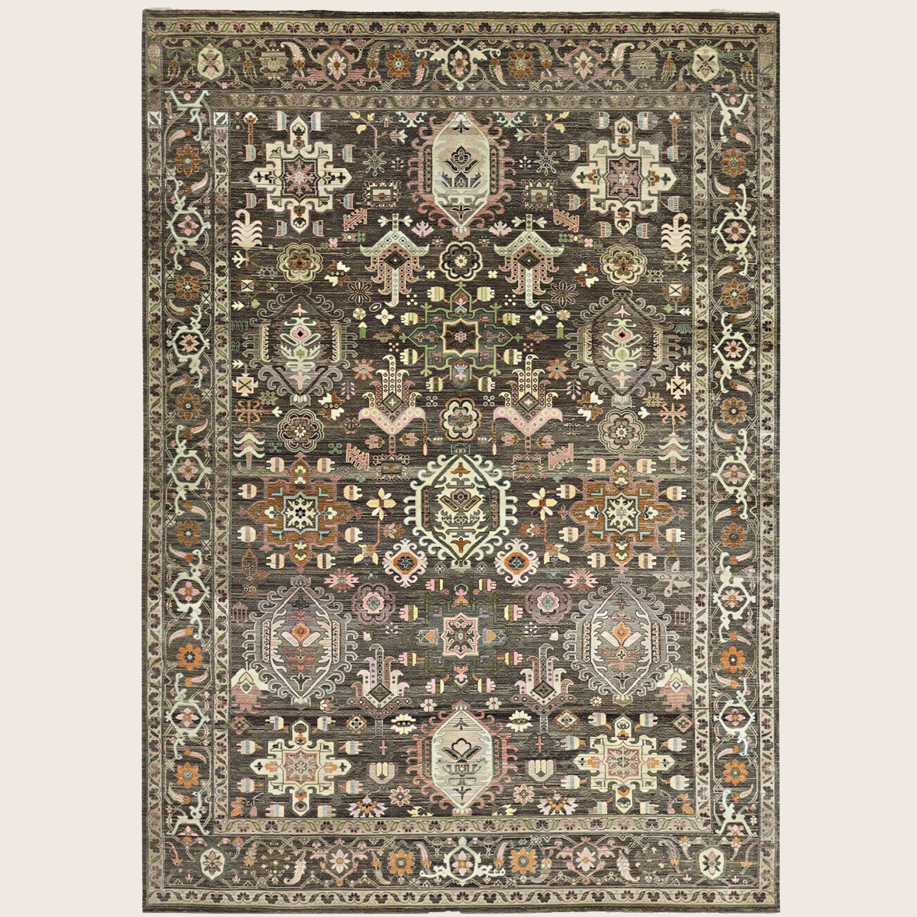 Braun Alchemy Traditioneller Wollteppich - 8'10' x 12'8''