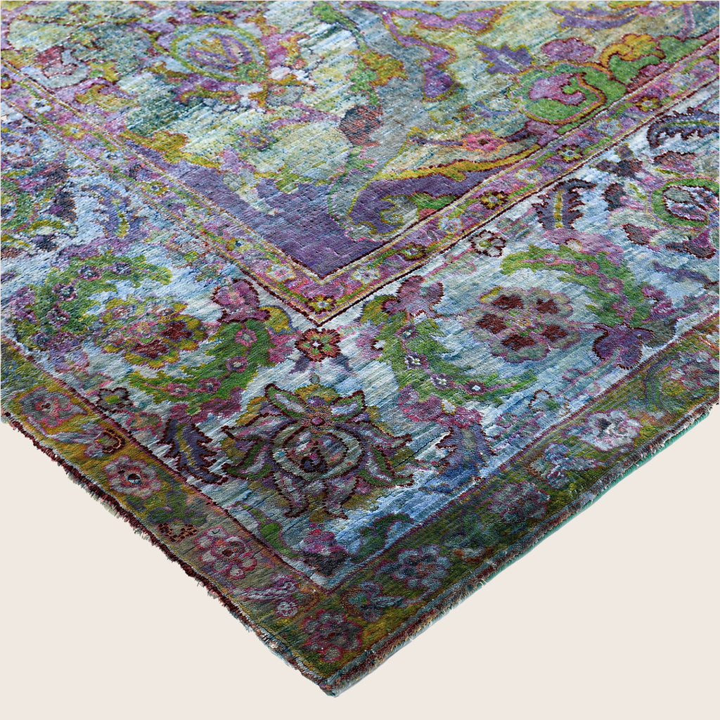 Blaue Alchemie Traditionelle Wollwäsche Mischgewebe-Teppich - 8'1' x 9'11'