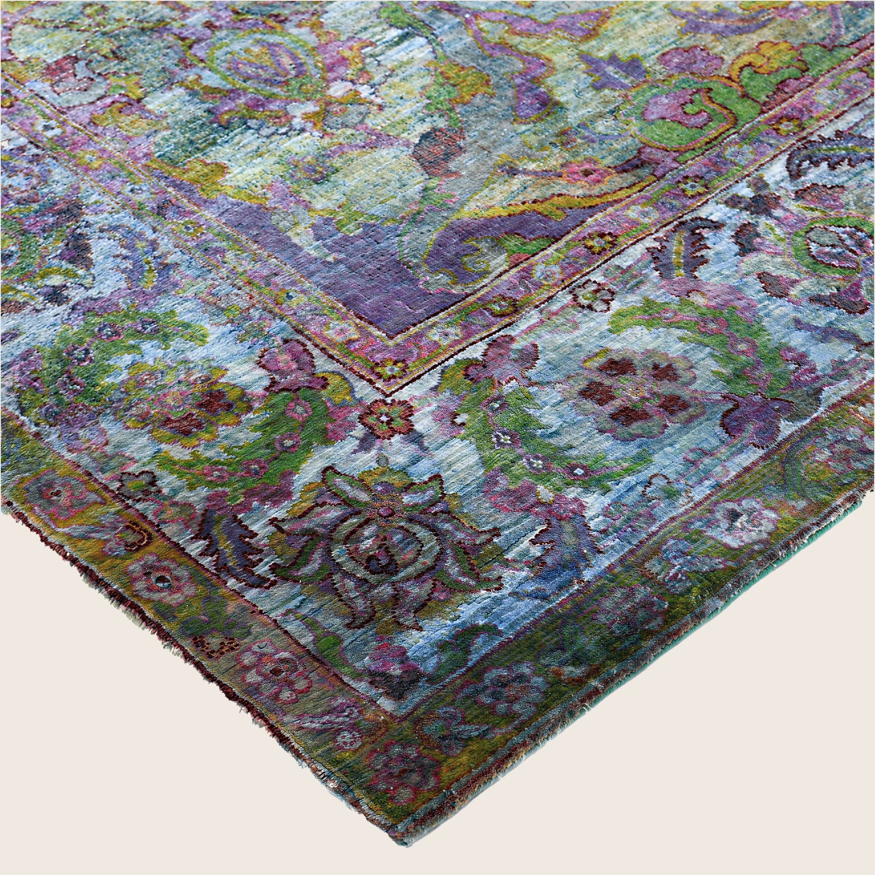 Blaue Alchemie Traditionelle Wollwäsche Mischgewebe-Teppich - 8'1' x 9'11'