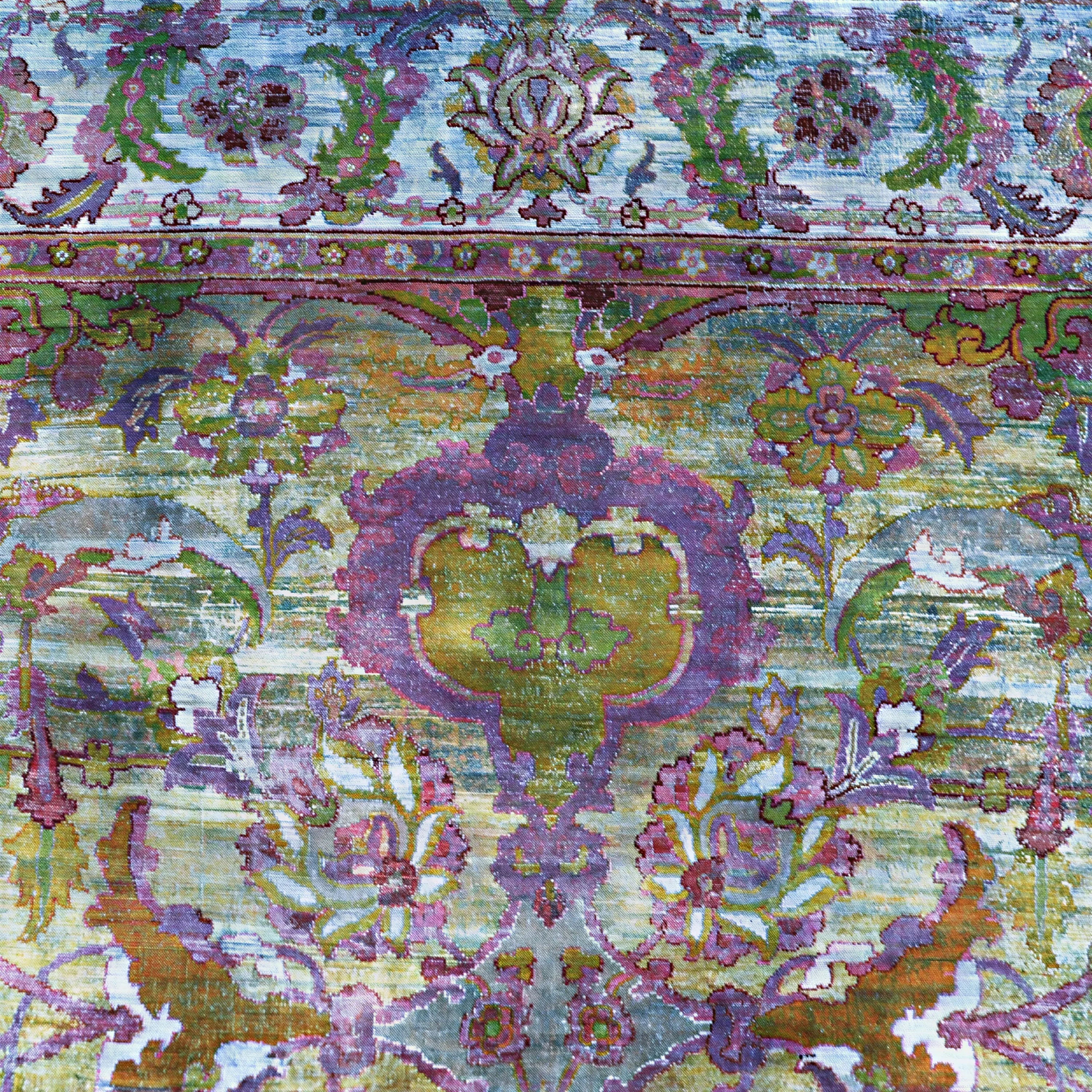 Blaue Alchemie Traditionelle Wollwäsche Mischgewebe-Teppich - 8'1' x 9'11'