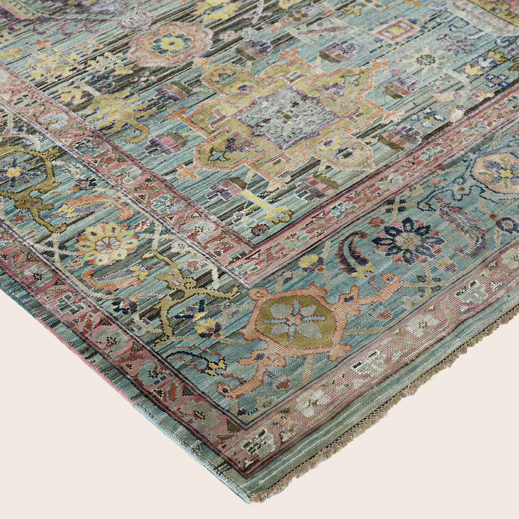 Blau Multi Alchemy Traditionelle Wollseide Mischgewebe-Teppich - 9'0' x 12'1'