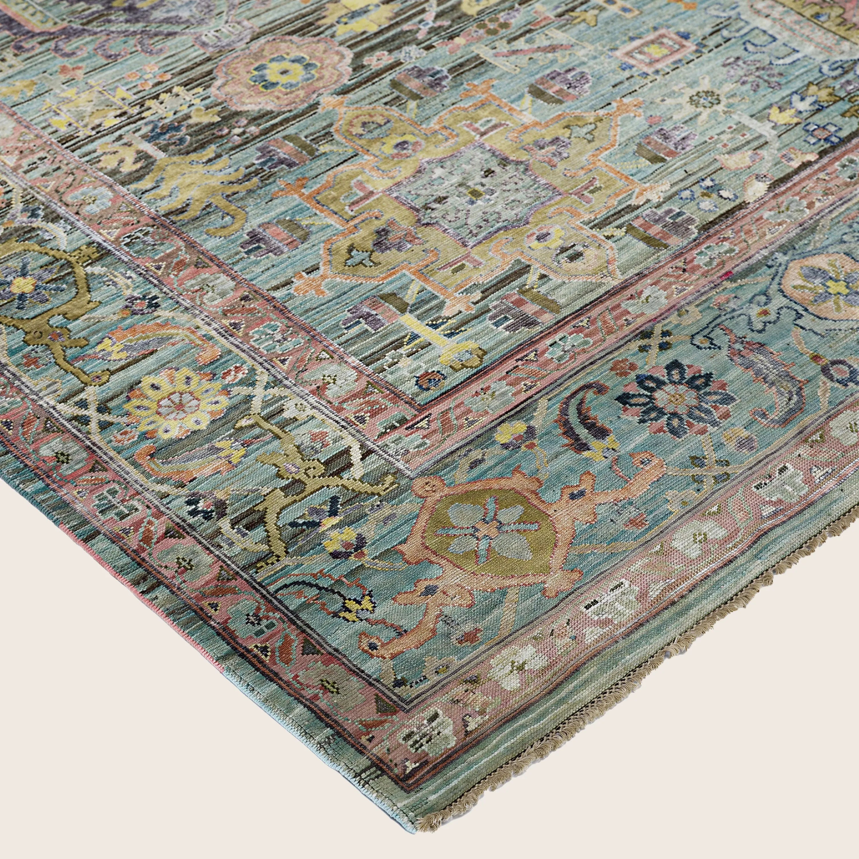 Blau Multi Alchemy Traditionelle Wollseide Mischgewebe-Teppich - 9'0' x 12'1'