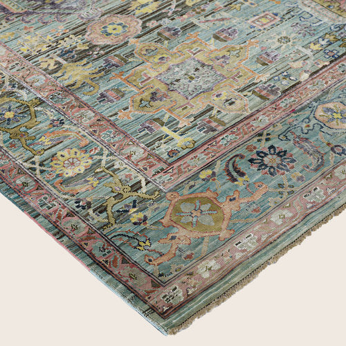 Blau Multi Alchemy Traditionelle Wollseide Mischgewebe-Teppich - 9'0' x 12'1'