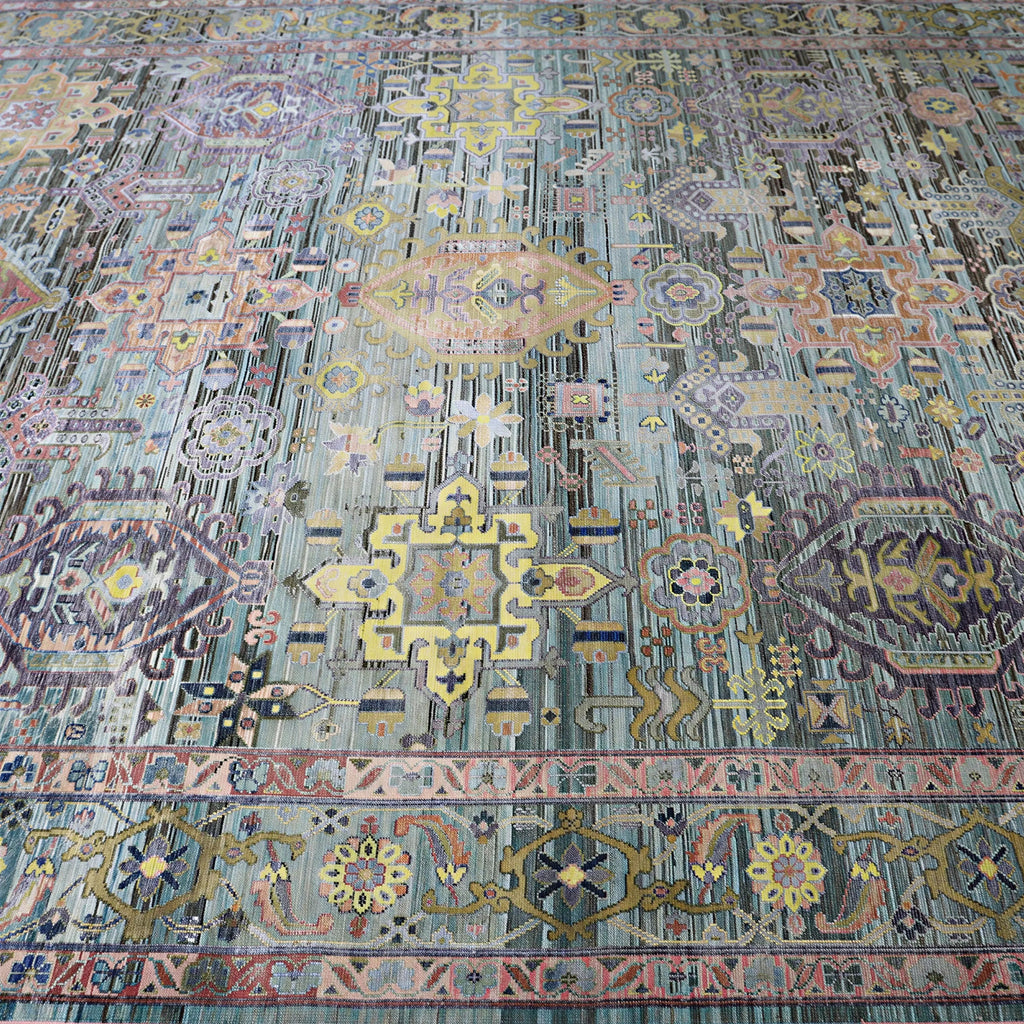 Blau Multi Alchemy Traditionelle Wollseide Mischgewebe-Teppich - 9'0' x 12'1'