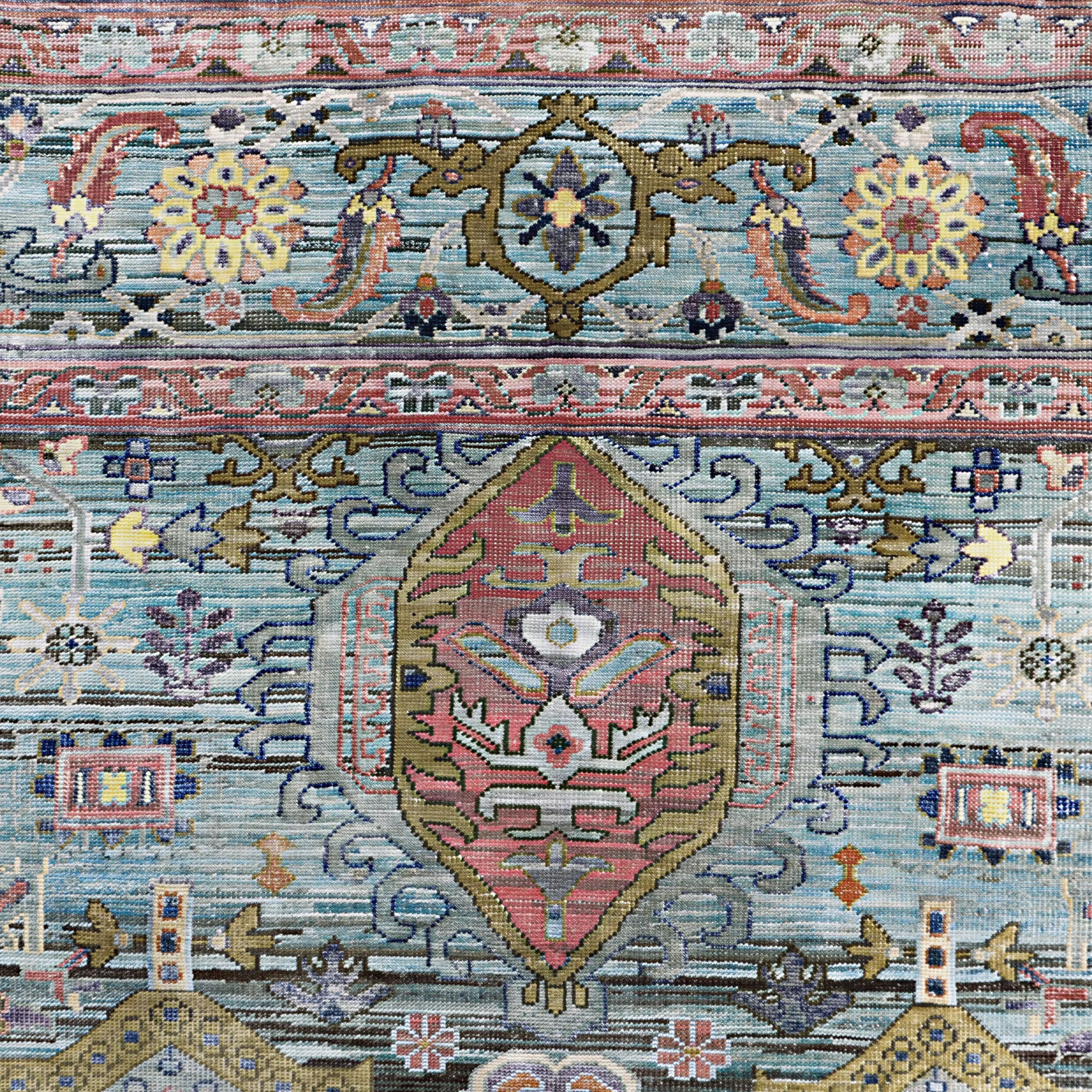Blau Multi Alchemy Traditionelle Wollseide Mischgewebe-Teppich - 9'0' x 12'1'